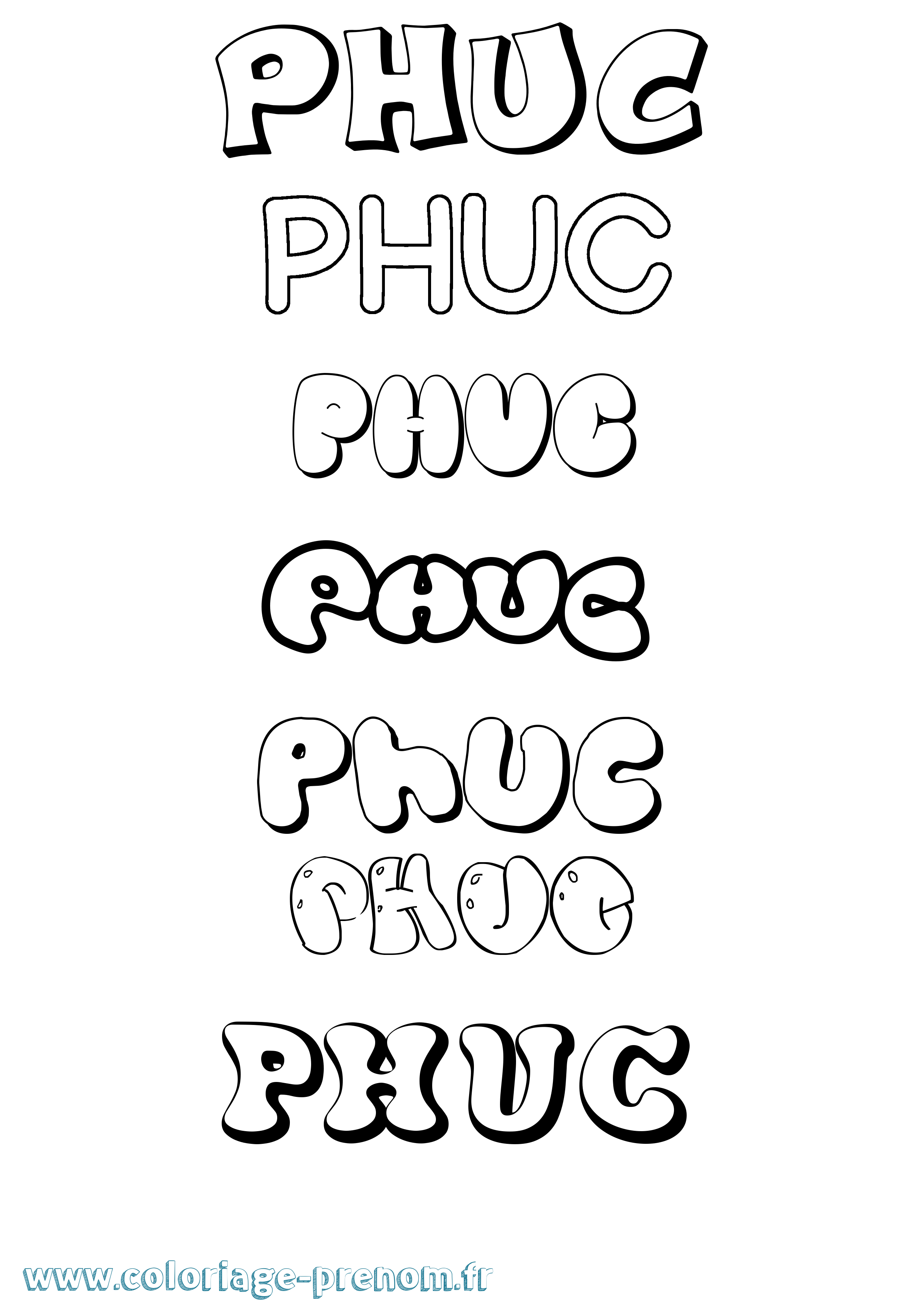 Coloriage Phuc Bubble Coloriage prénom Phuc Bubble