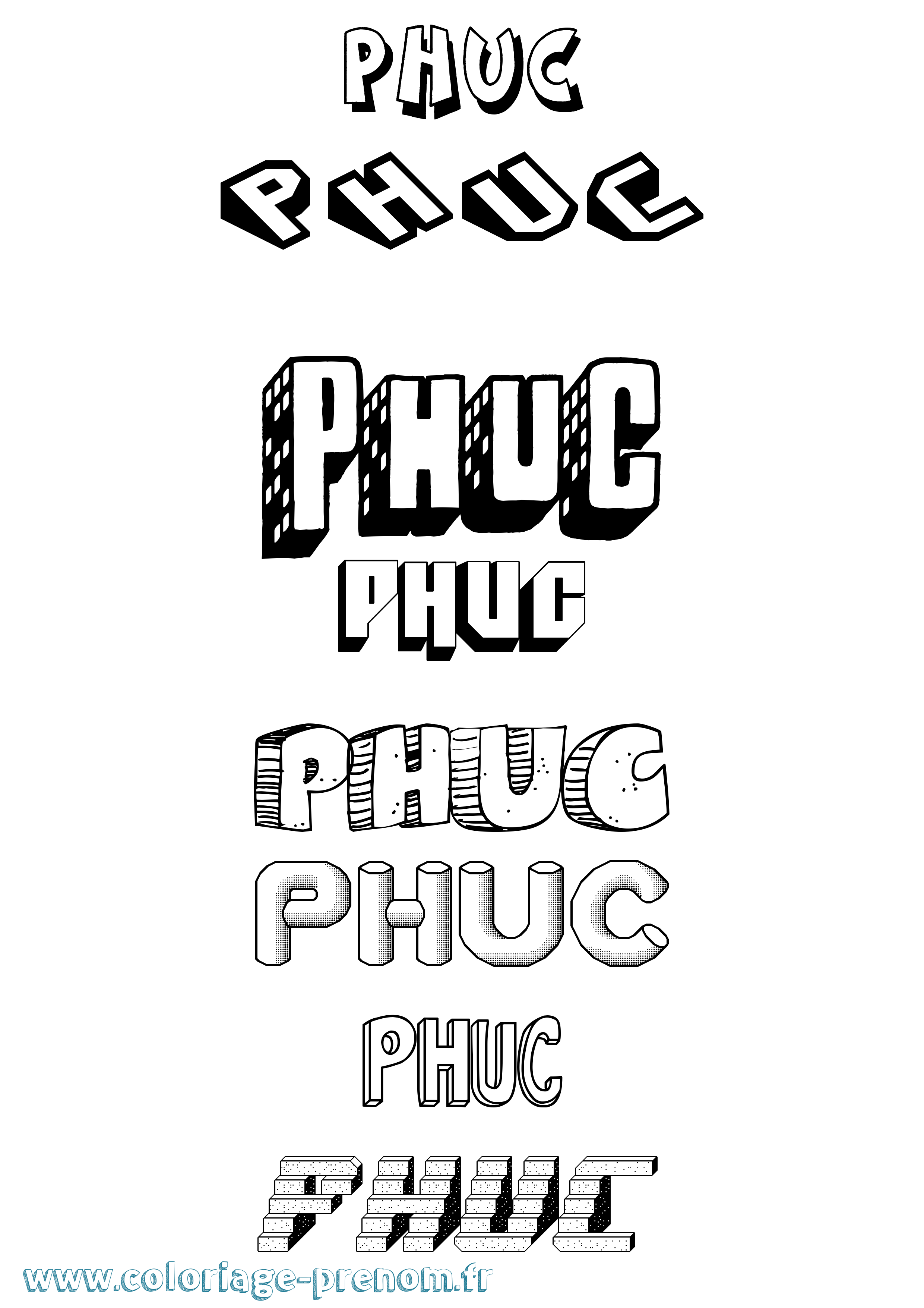Coloriage Phuc Effet 3D Coloriage prénom Phuc Effet 3D