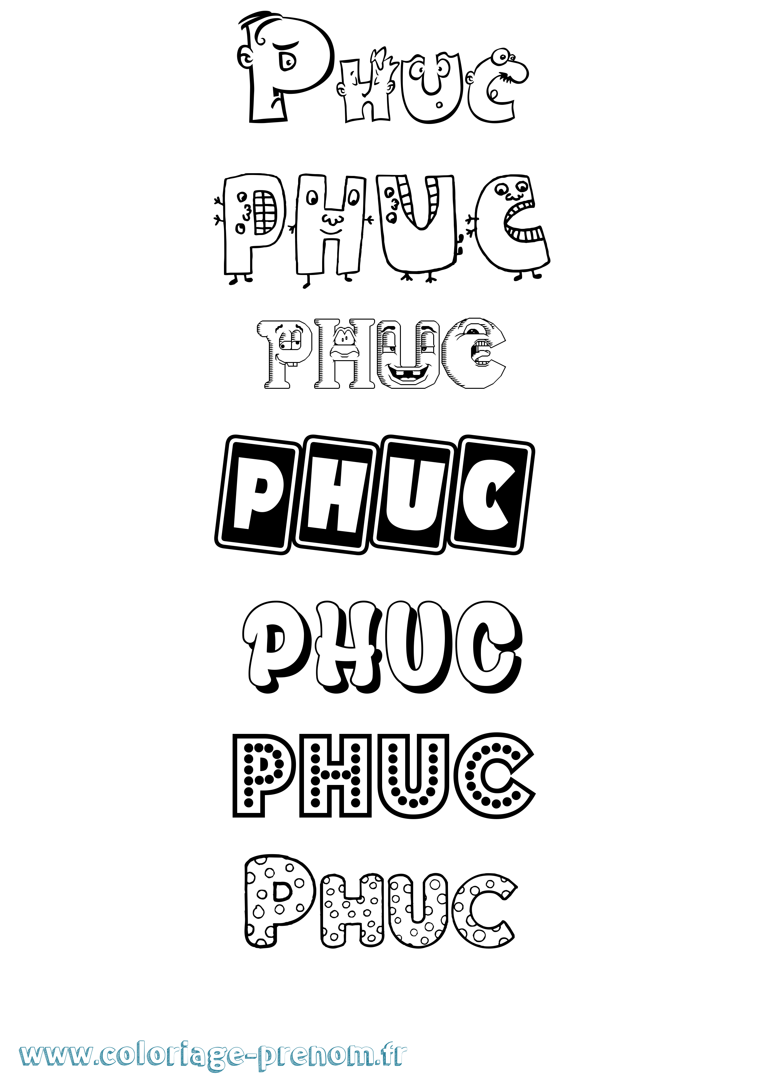 Coloriage Phuc Fun Coloriage prénom Phuc Fun