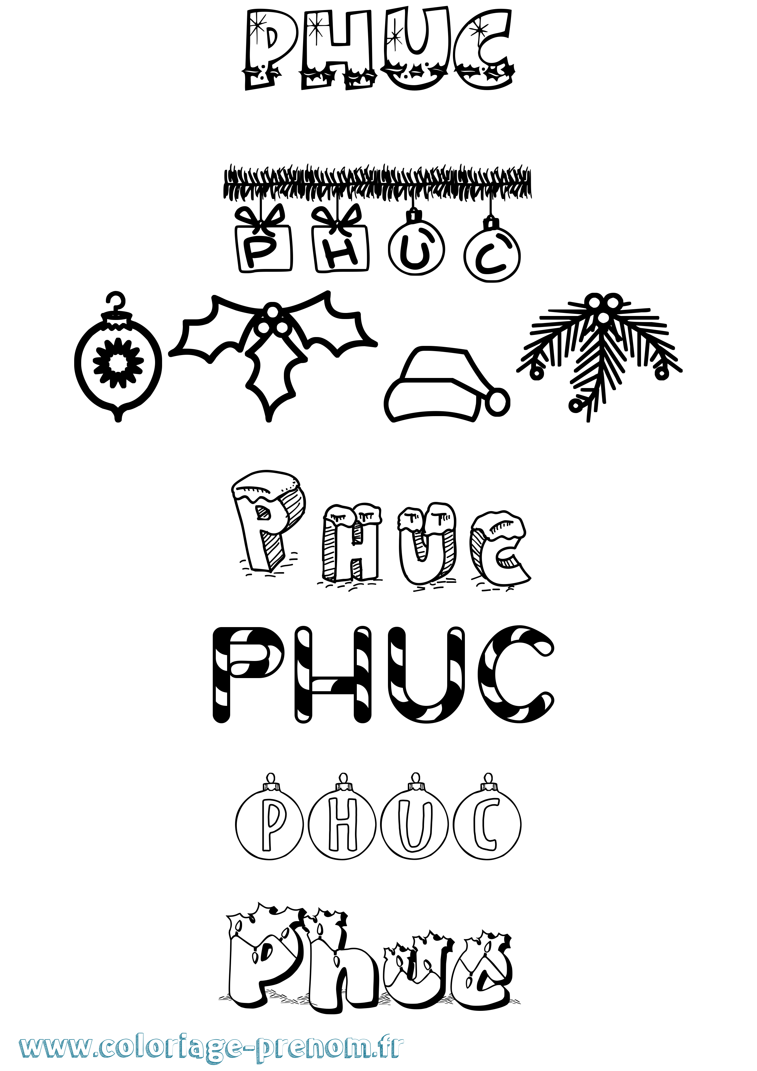 Coloriage Phuc Noël Coloriage prénom Phuc Noël