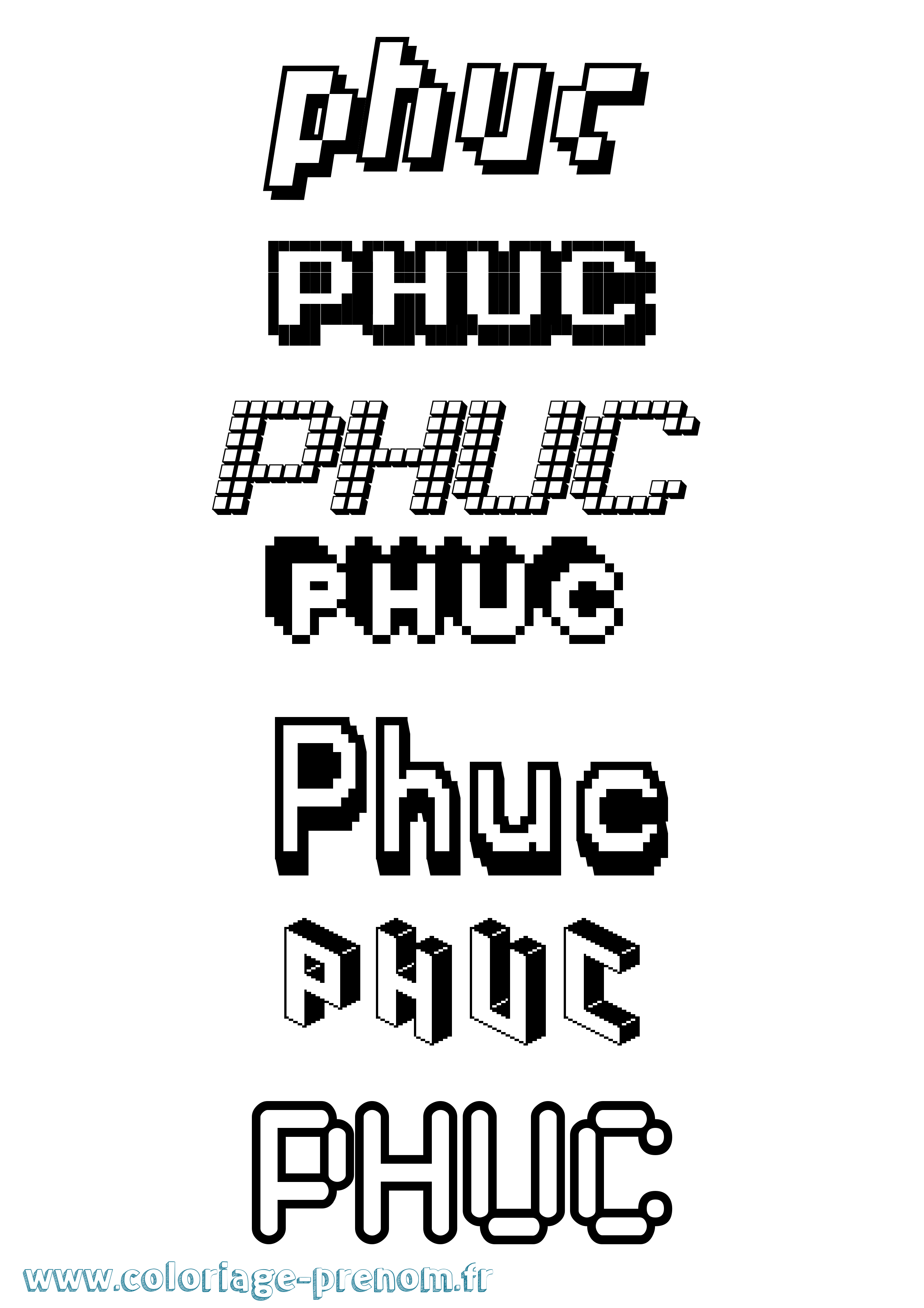 Coloriage Phuc Pixel Coloriage prénom Phuc Pixel