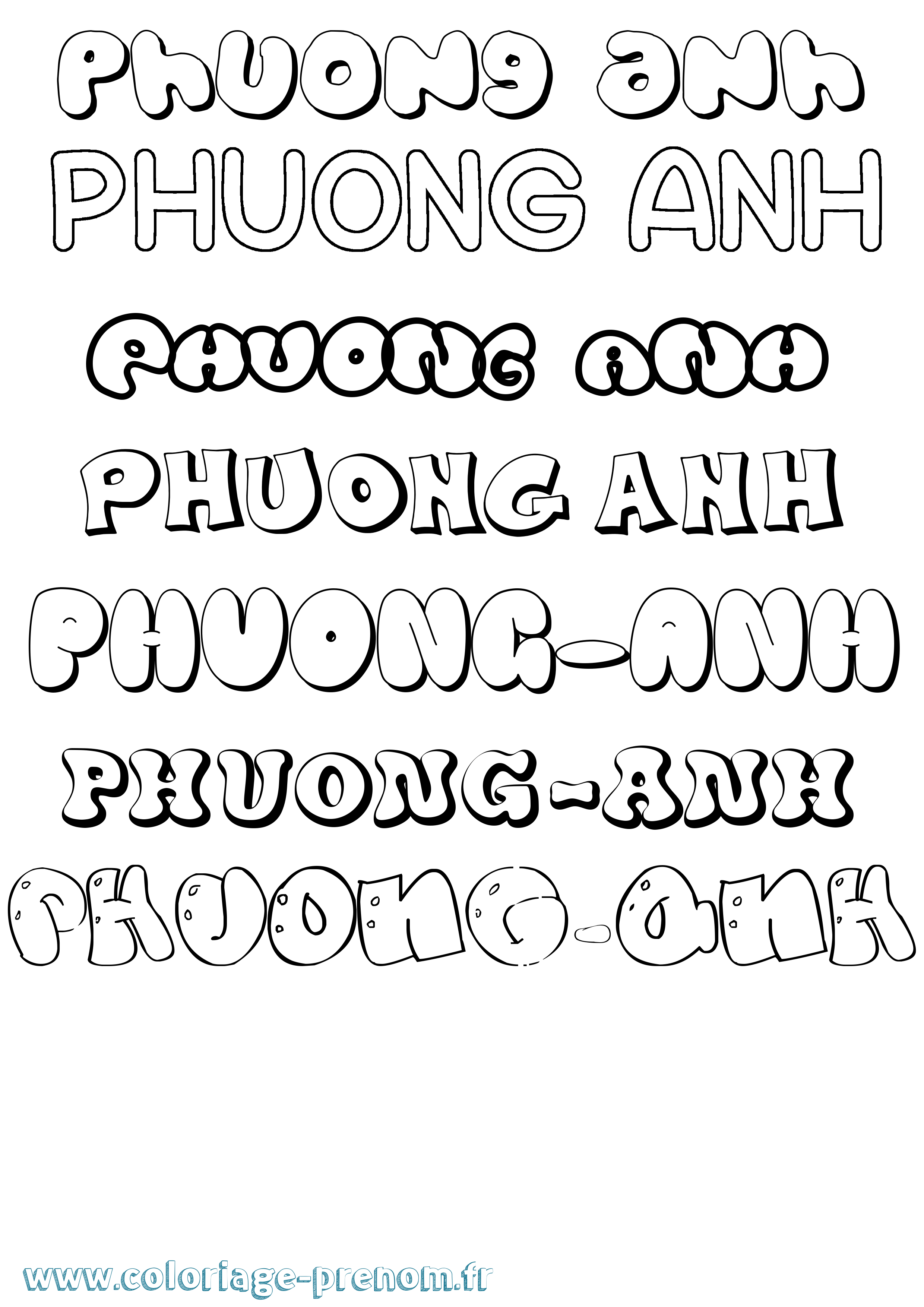 Coloriage Phuong-Anh Bubble Coloriage prénom Phuong-Anh Bubble