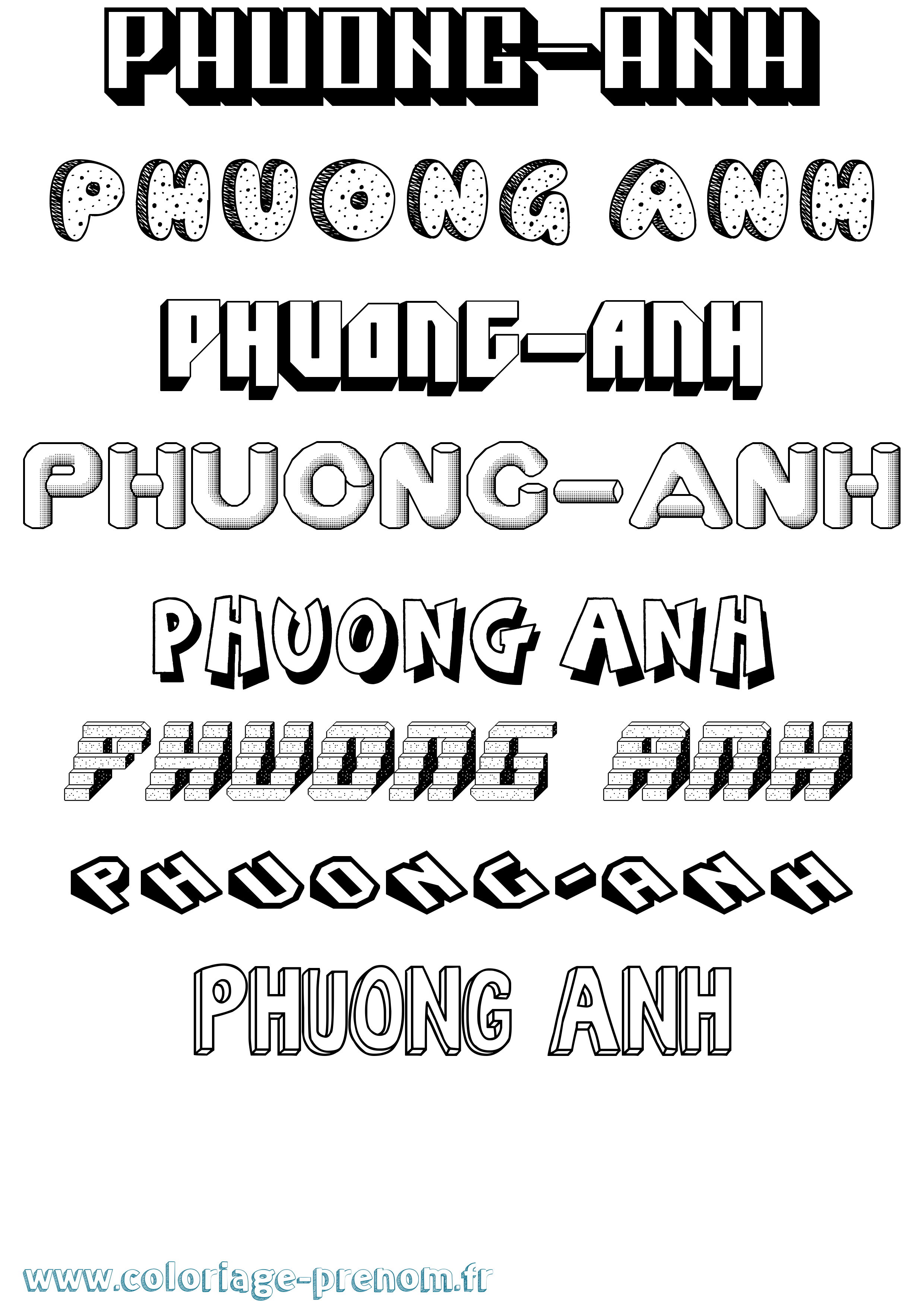 Coloriage Phuong-Anh Effet 3D Coloriage prénom Phuong-Anh Effet 3D