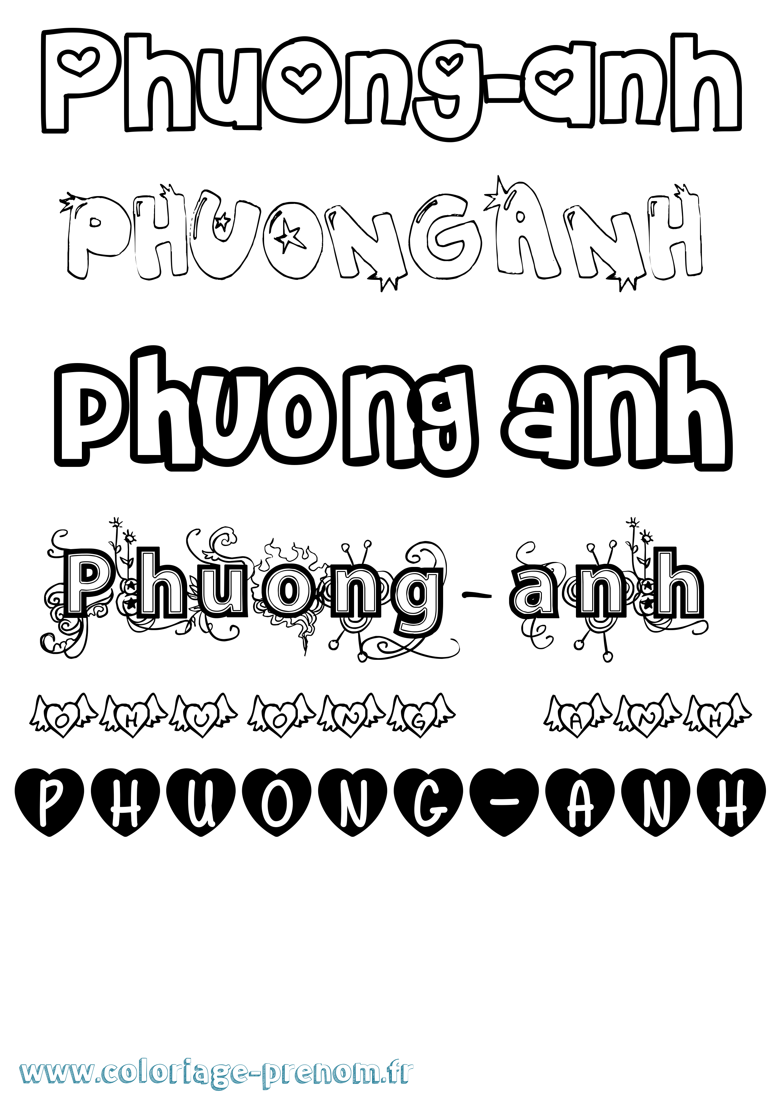 Coloriage Phuong-Anh Girly Coloriage prénom Phuong-Anh Girly