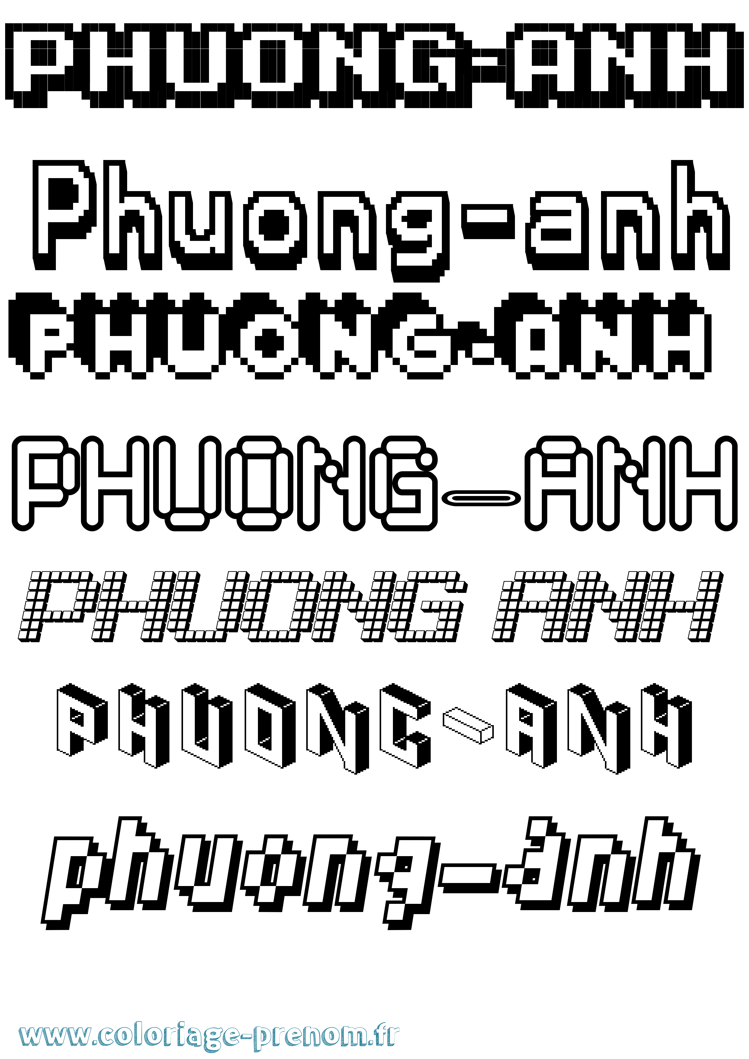 Coloriage Phuong-Anh Pixel Coloriage prénom Phuong-Anh Pixel
