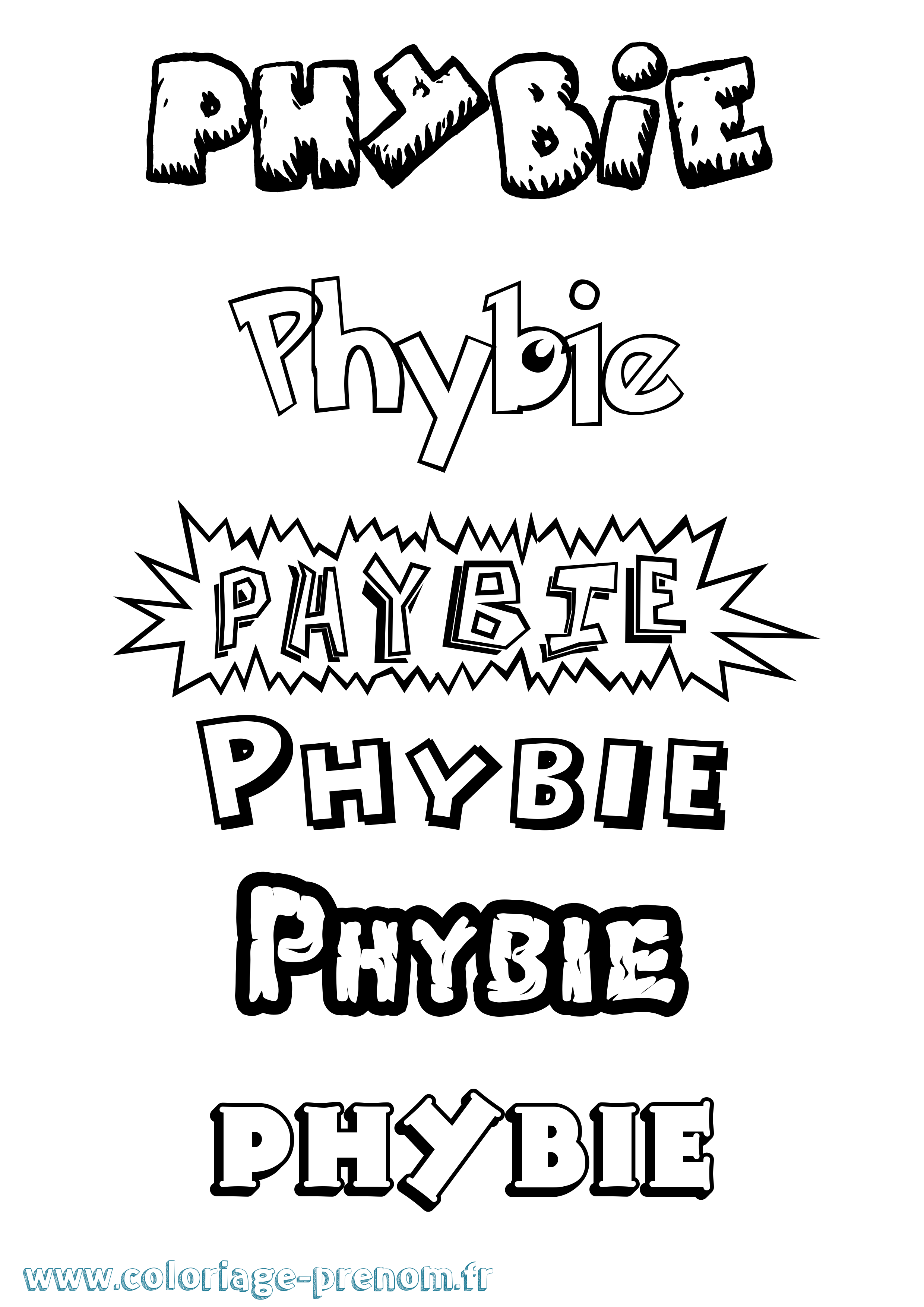 Coloriage Phybie Dessin Animé Coloriage prénom Phybie Dessin Animé