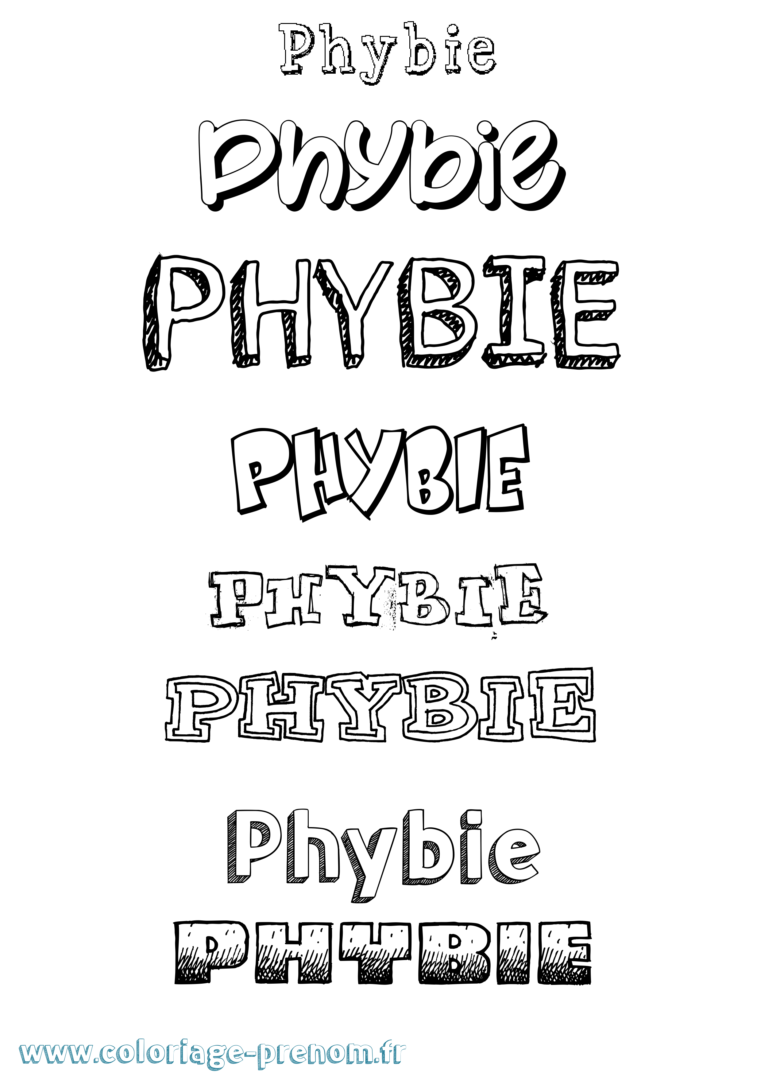 Coloriage Phybie Dessiné Coloriage prénom Phybie Dessiné