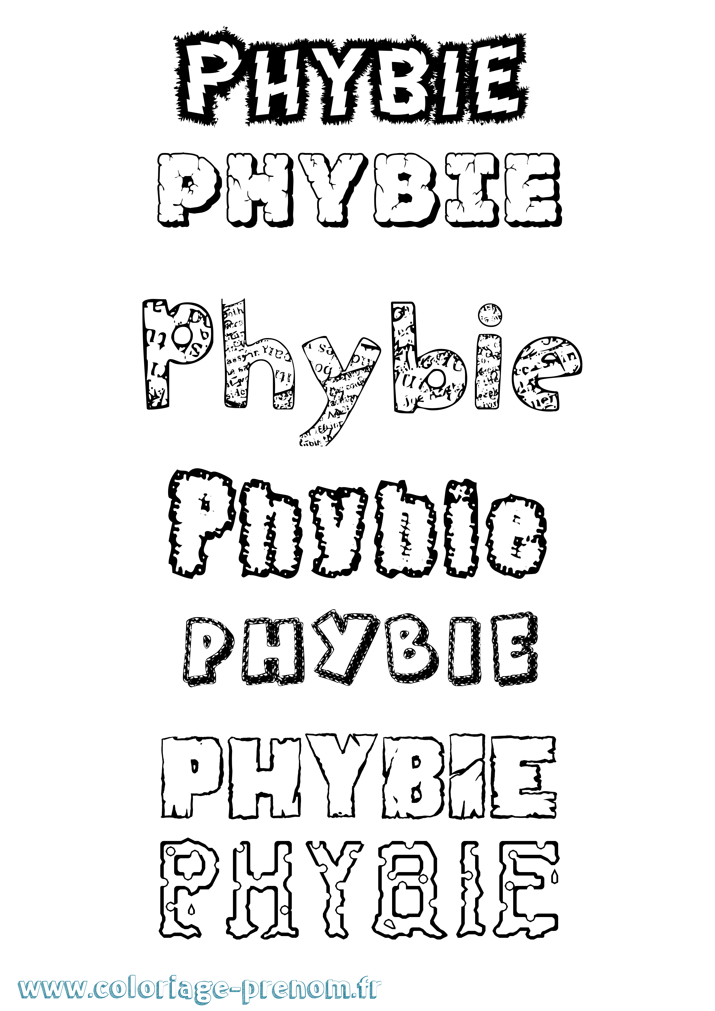 Coloriage Phybie Destructuré Coloriage prénom Phybie Destructuré