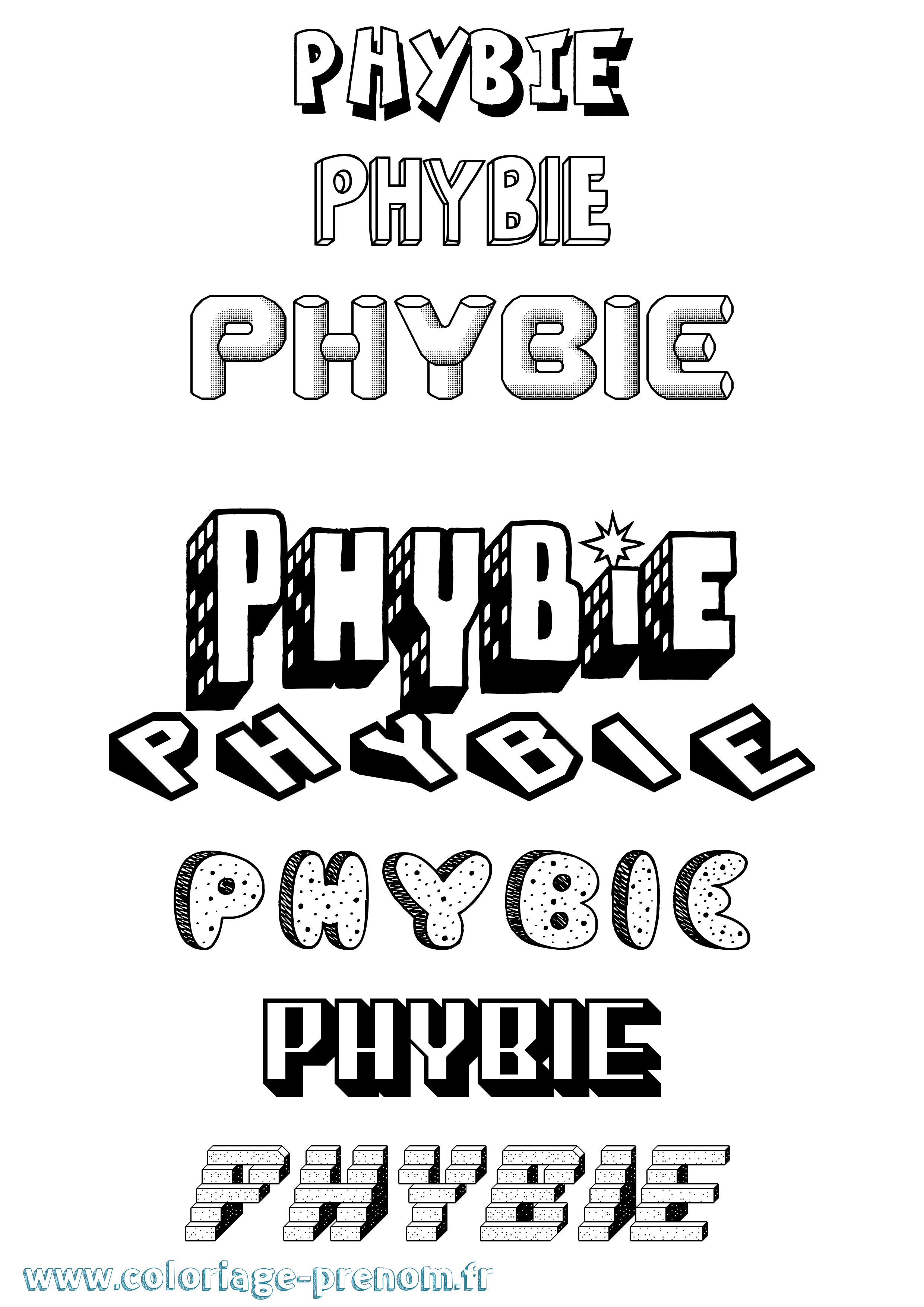 Coloriage Phybie Effet 3D Coloriage prénom Phybie Effet 3D