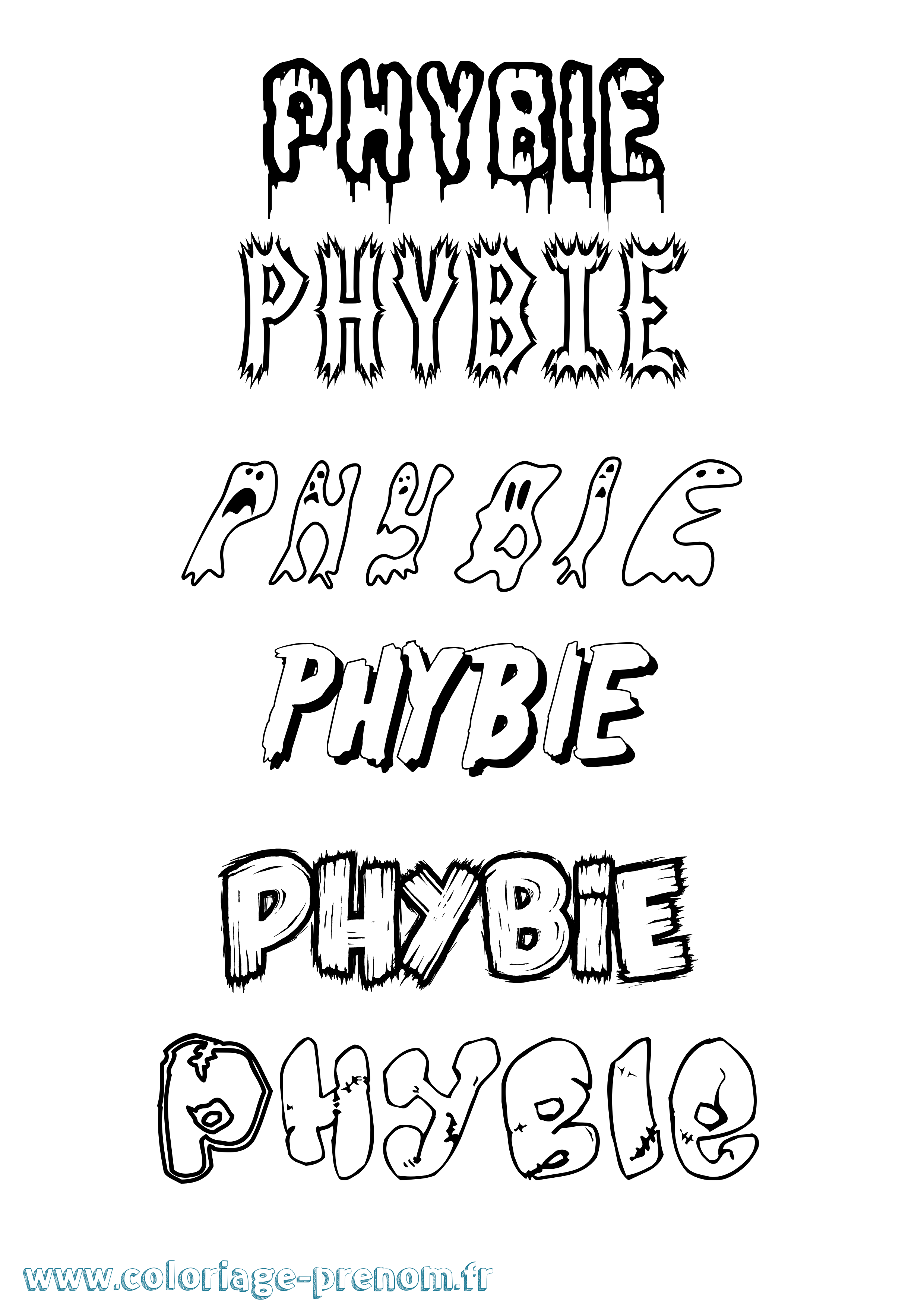 Coloriage Phybie Frisson Coloriage prénom Phybie Frisson