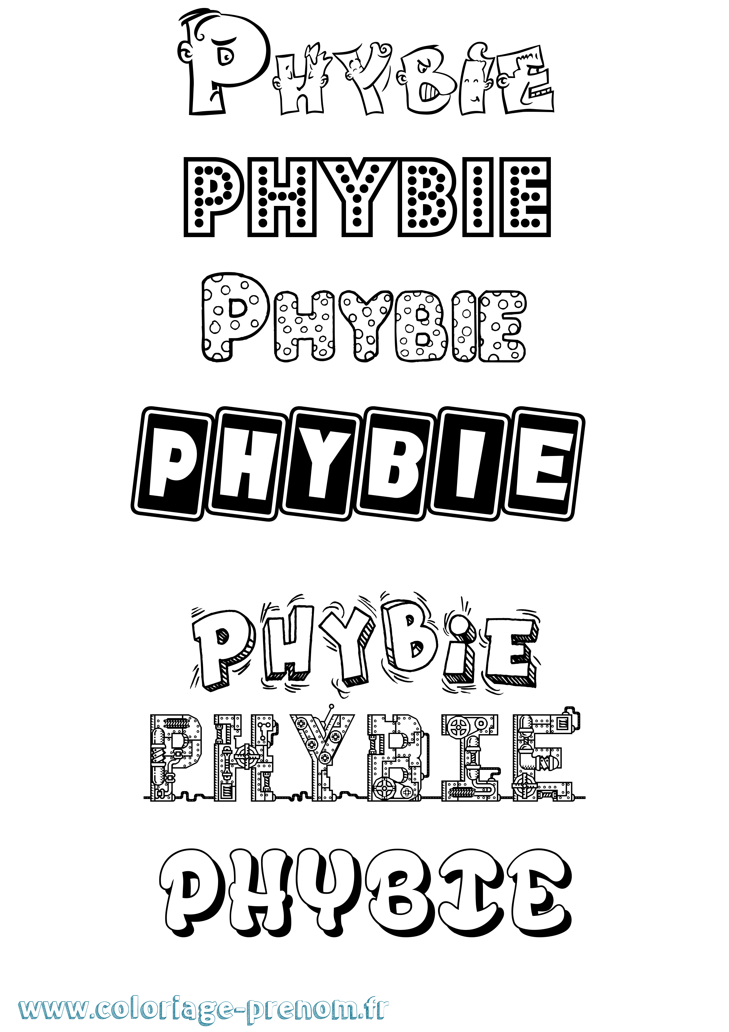 Coloriage Phybie Fun Coloriage prénom Phybie Fun