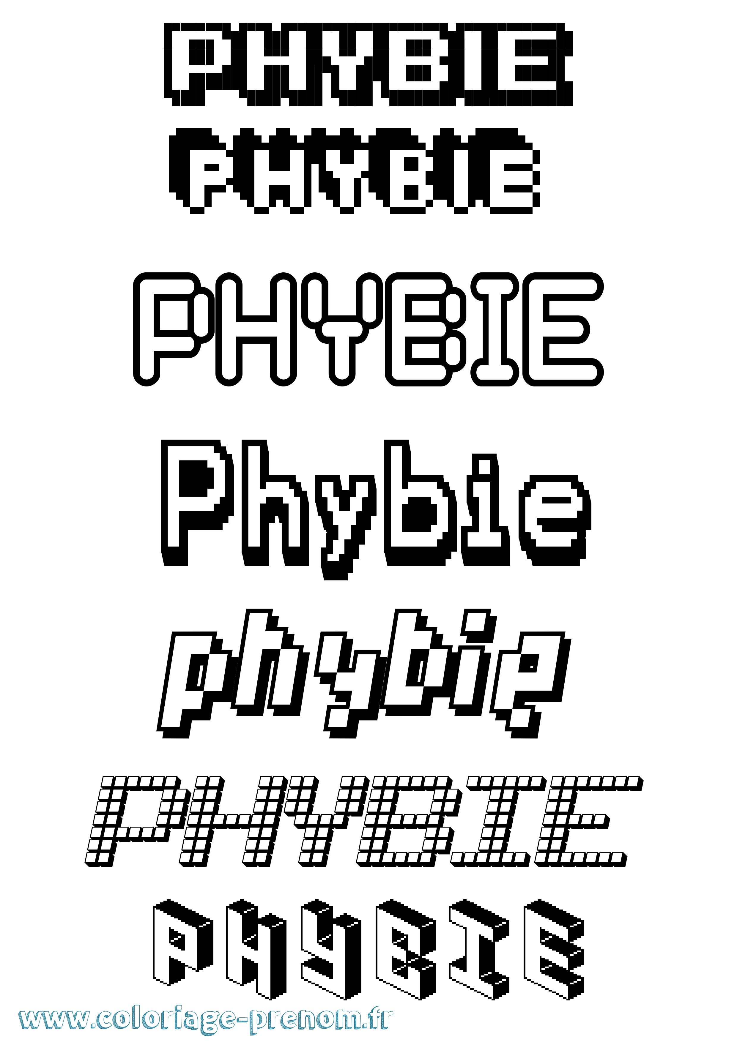 Coloriage Phybie Pixel Coloriage prénom Phybie Pixel