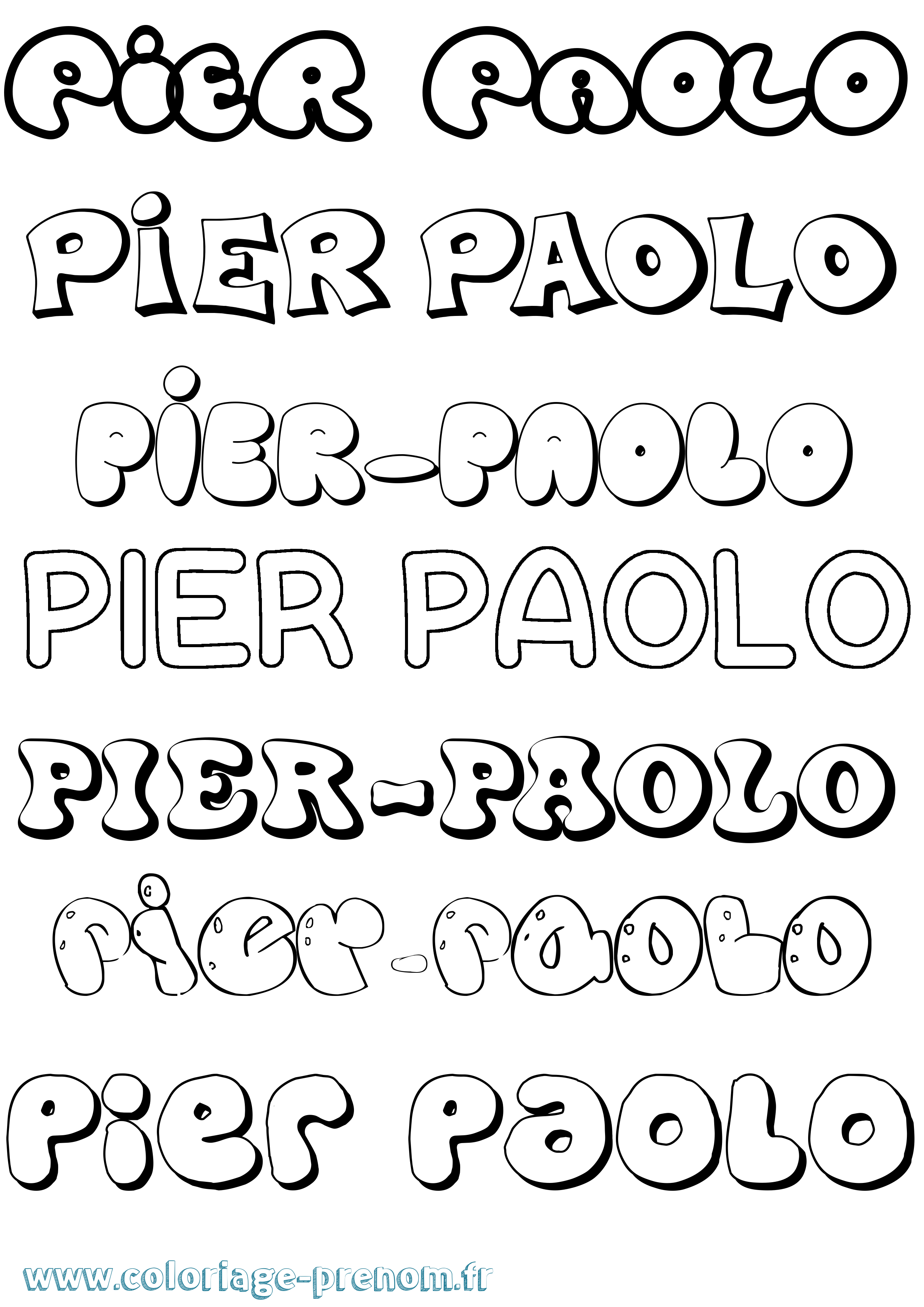 Coloriage Pier-Paolo Bubble Coloriage prénom Pier-Paolo Bubble