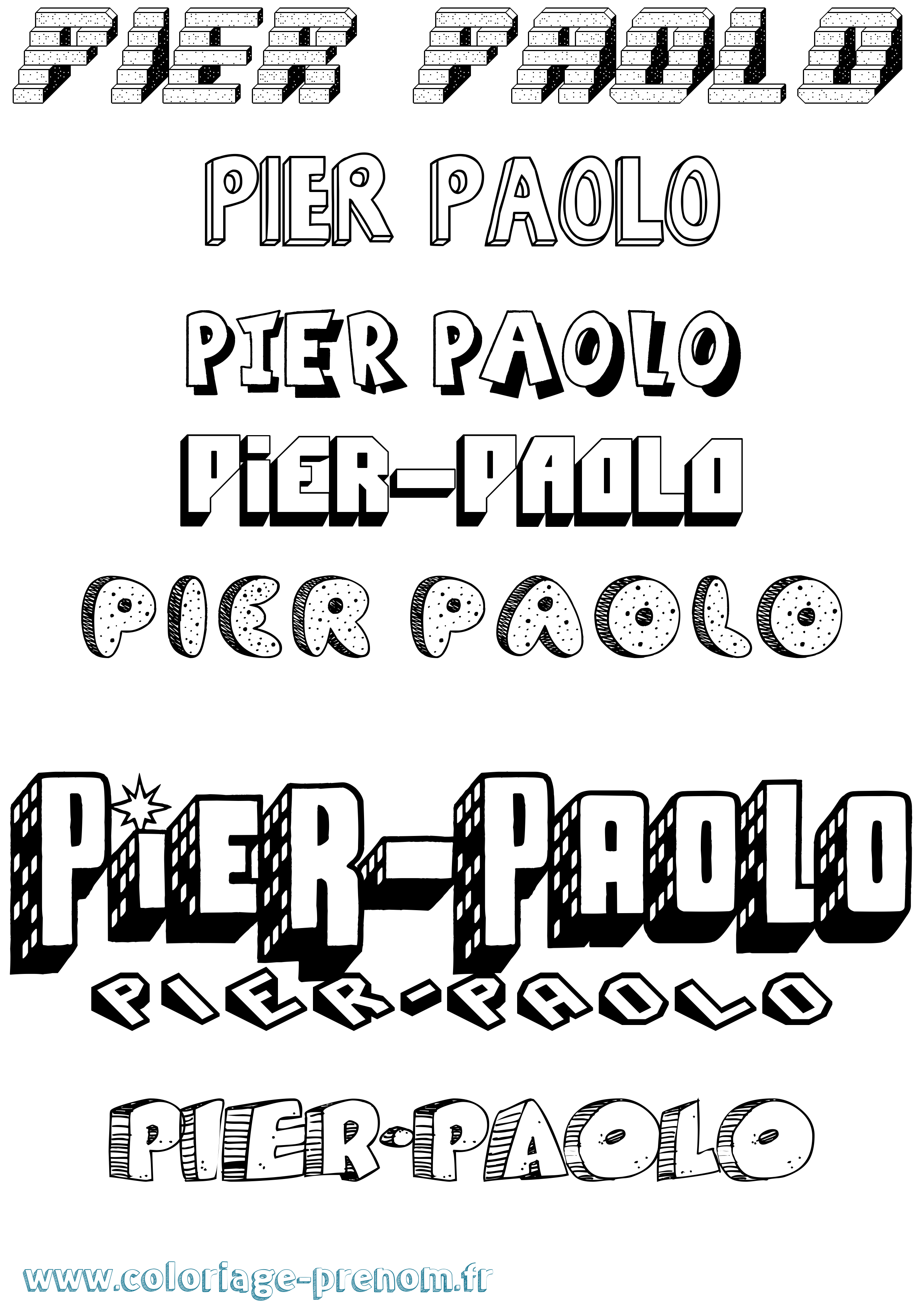 Coloriage Pier-Paolo Effet 3D Coloriage prénom Pier-Paolo Effet 3D
