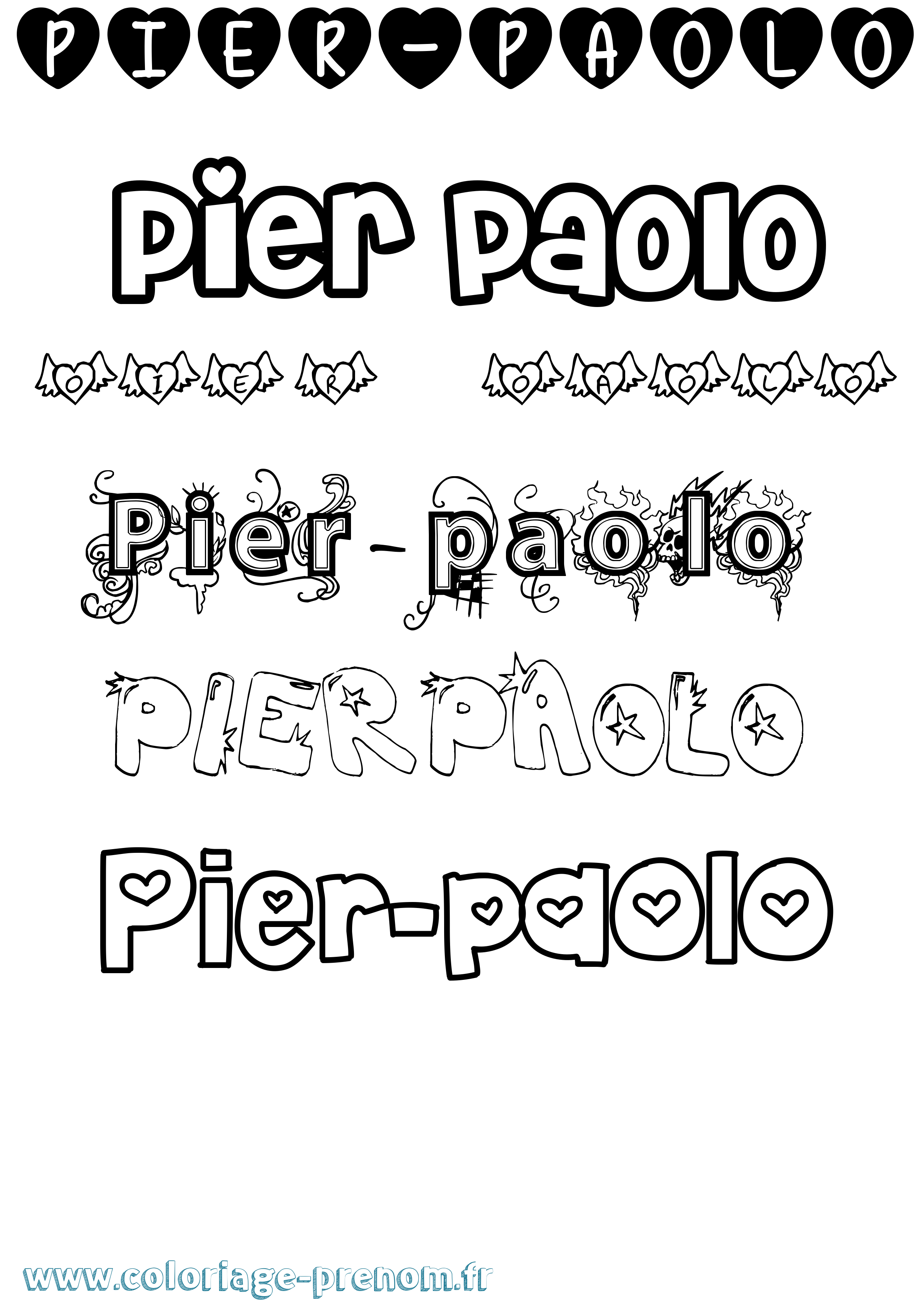 Coloriage Pier-Paolo Girly Coloriage prénom Pier-Paolo Girly