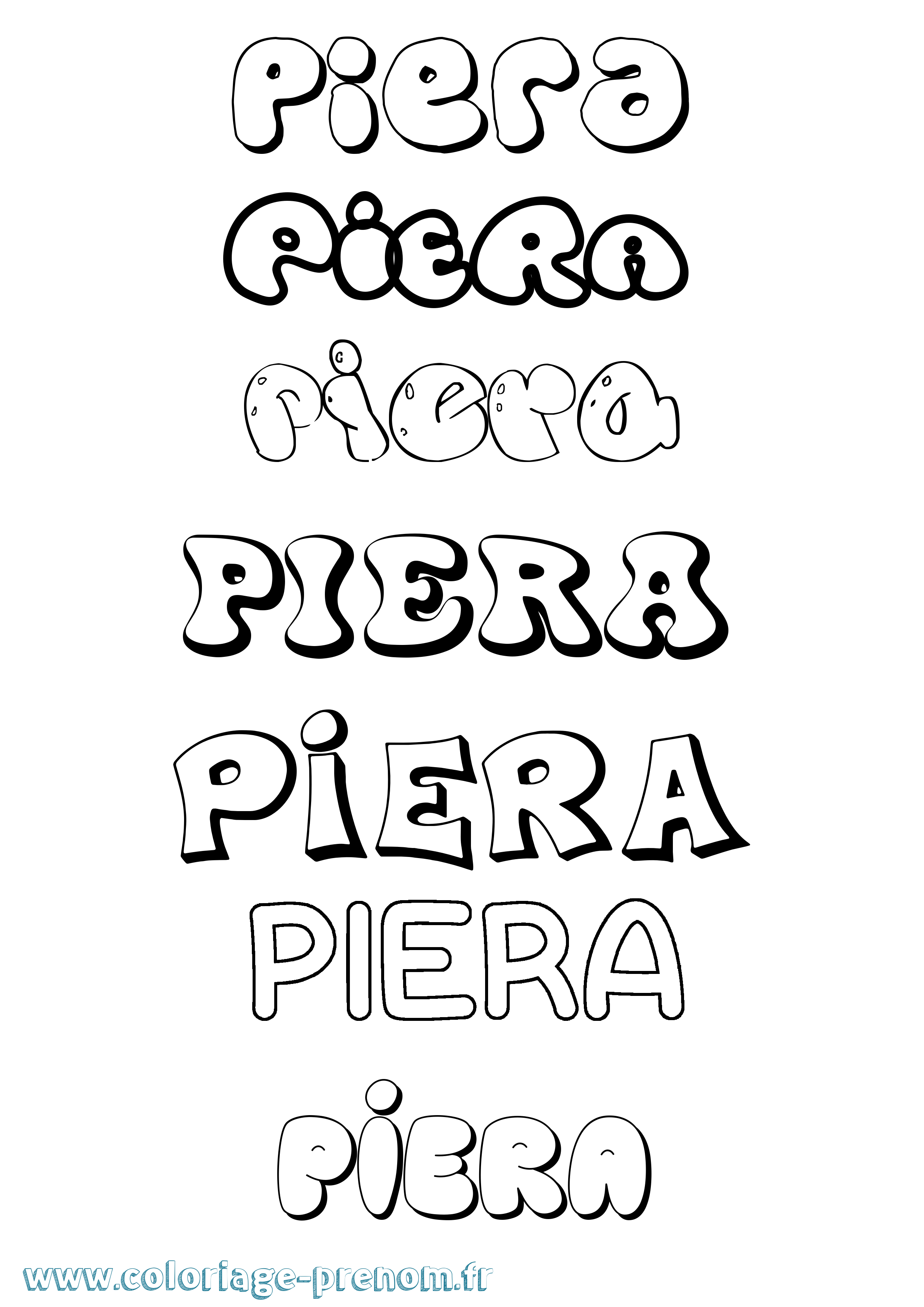 Coloriage Piera Bubble Coloriage prénom Piera Bubble