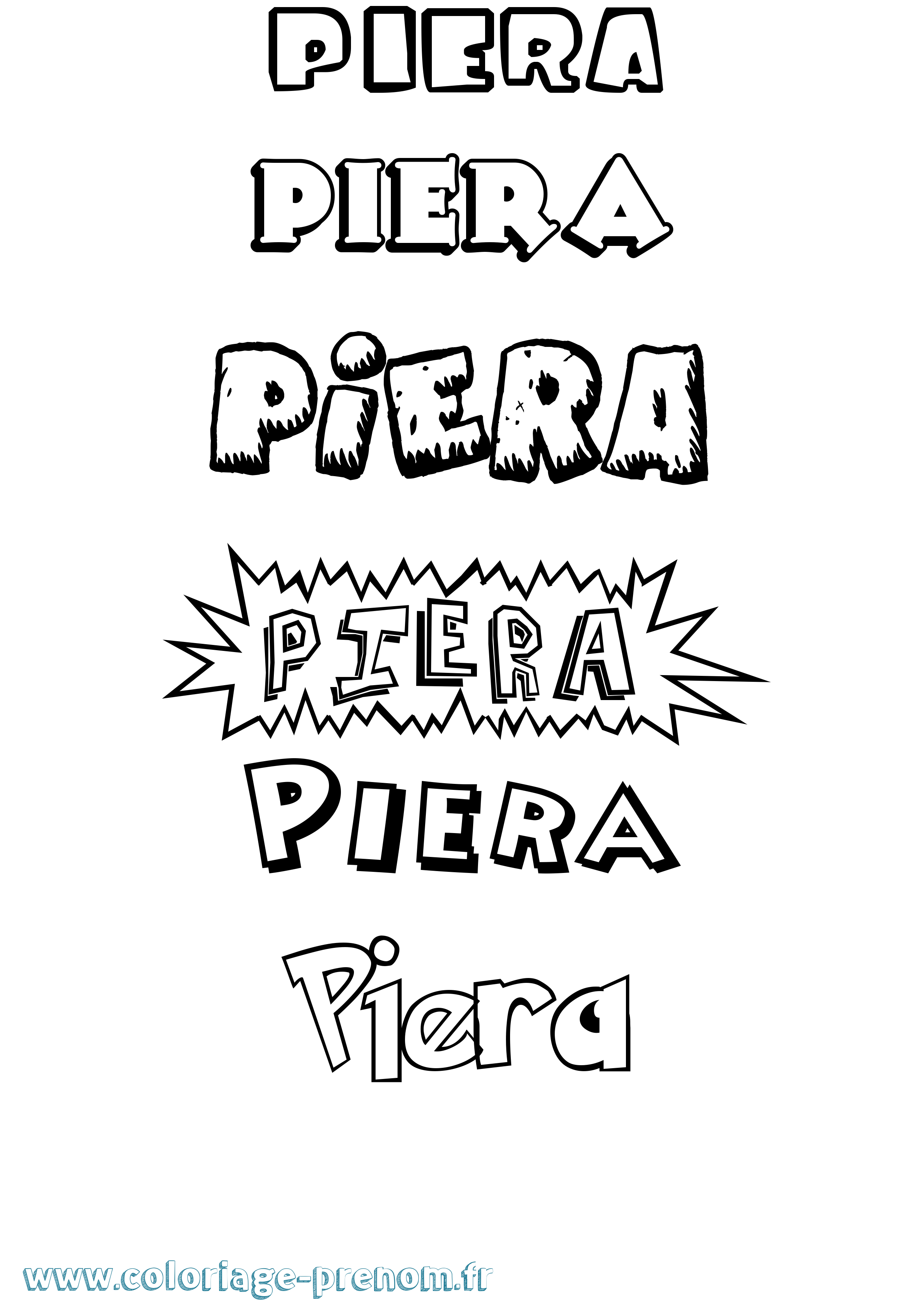 Coloriage Piera Dessin Animé Coloriage prénom Piera Dessin Animé
