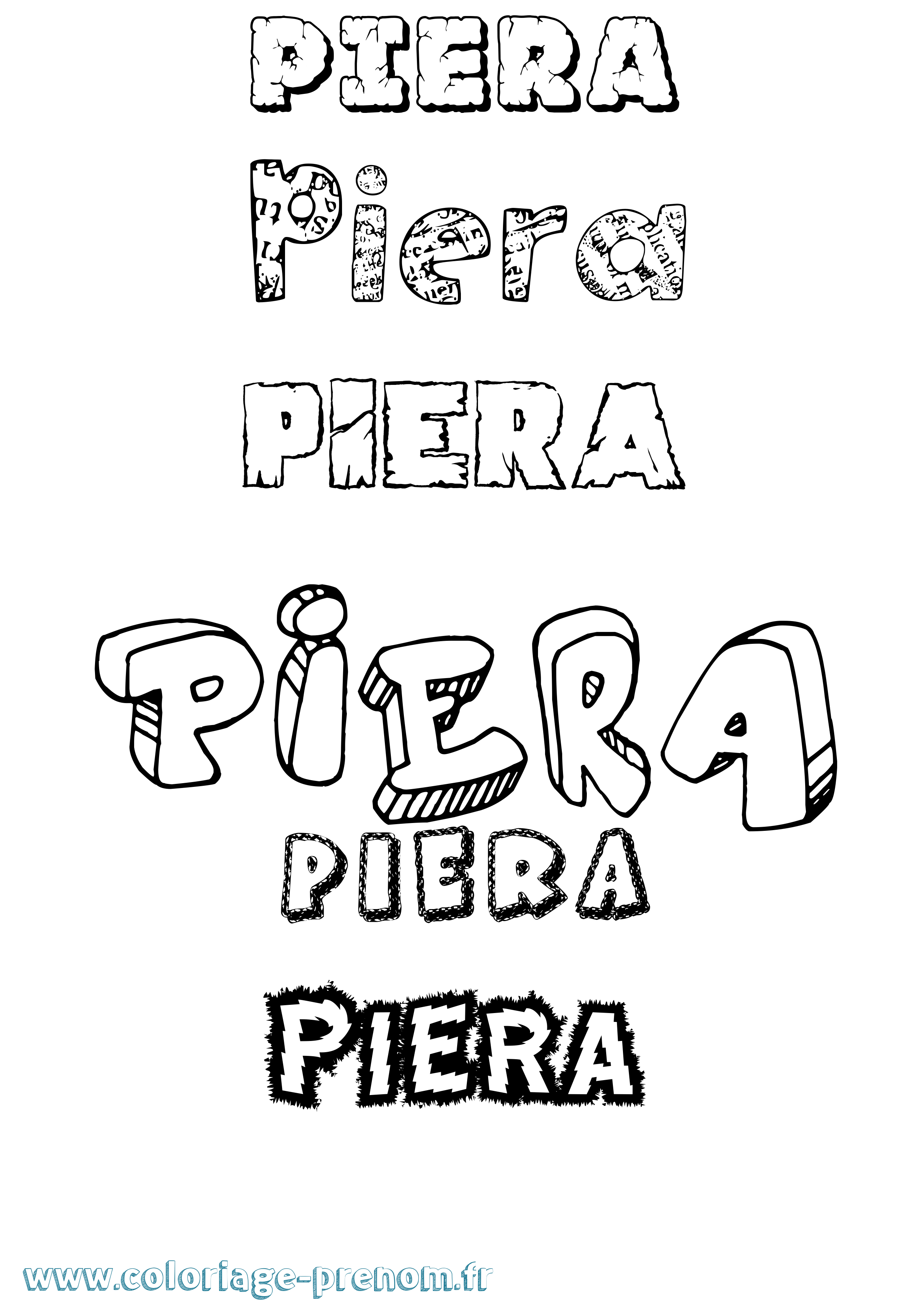 Coloriage Piera Destructuré Coloriage prénom Piera Destructuré