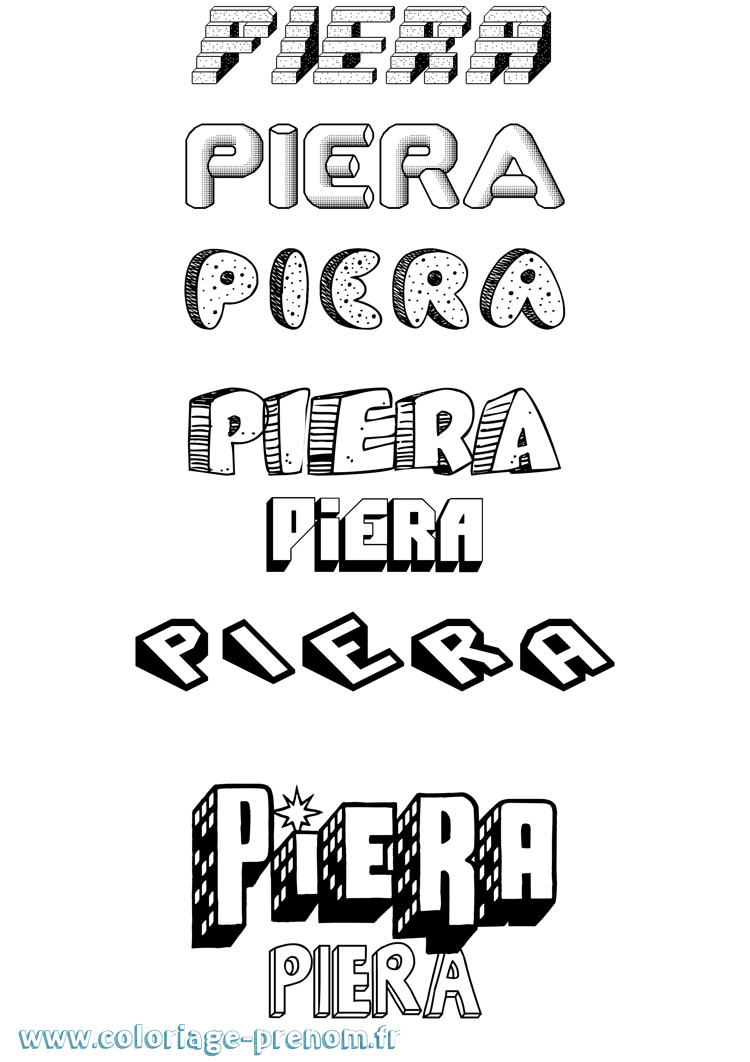 Coloriage Piera Effet 3D Coloriage prénom Piera Effet 3D