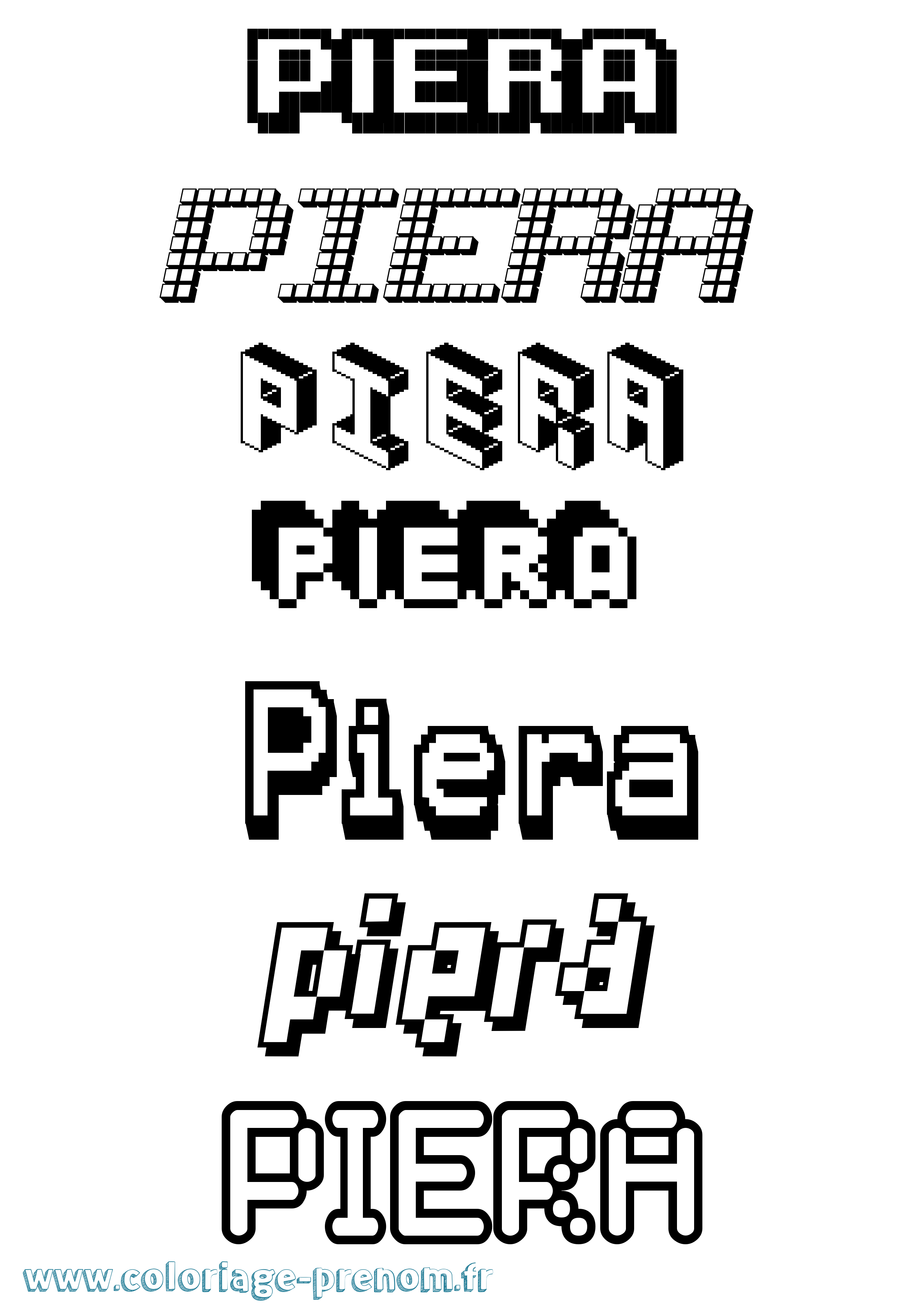 Coloriage Piera Pixel Coloriage prénom Piera Pixel