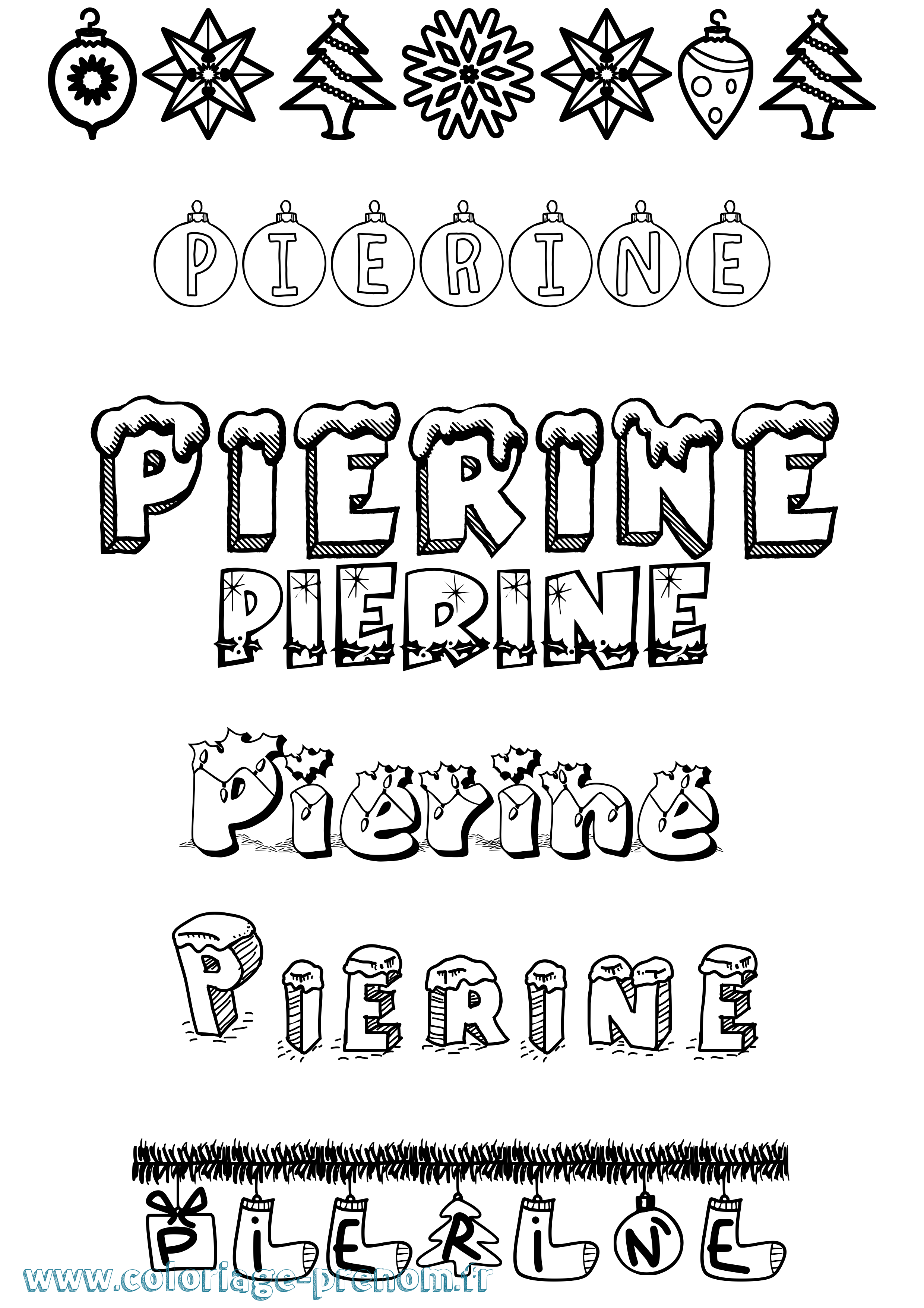 Coloriage Pierine Noël Coloriage prénom Pierine Noël