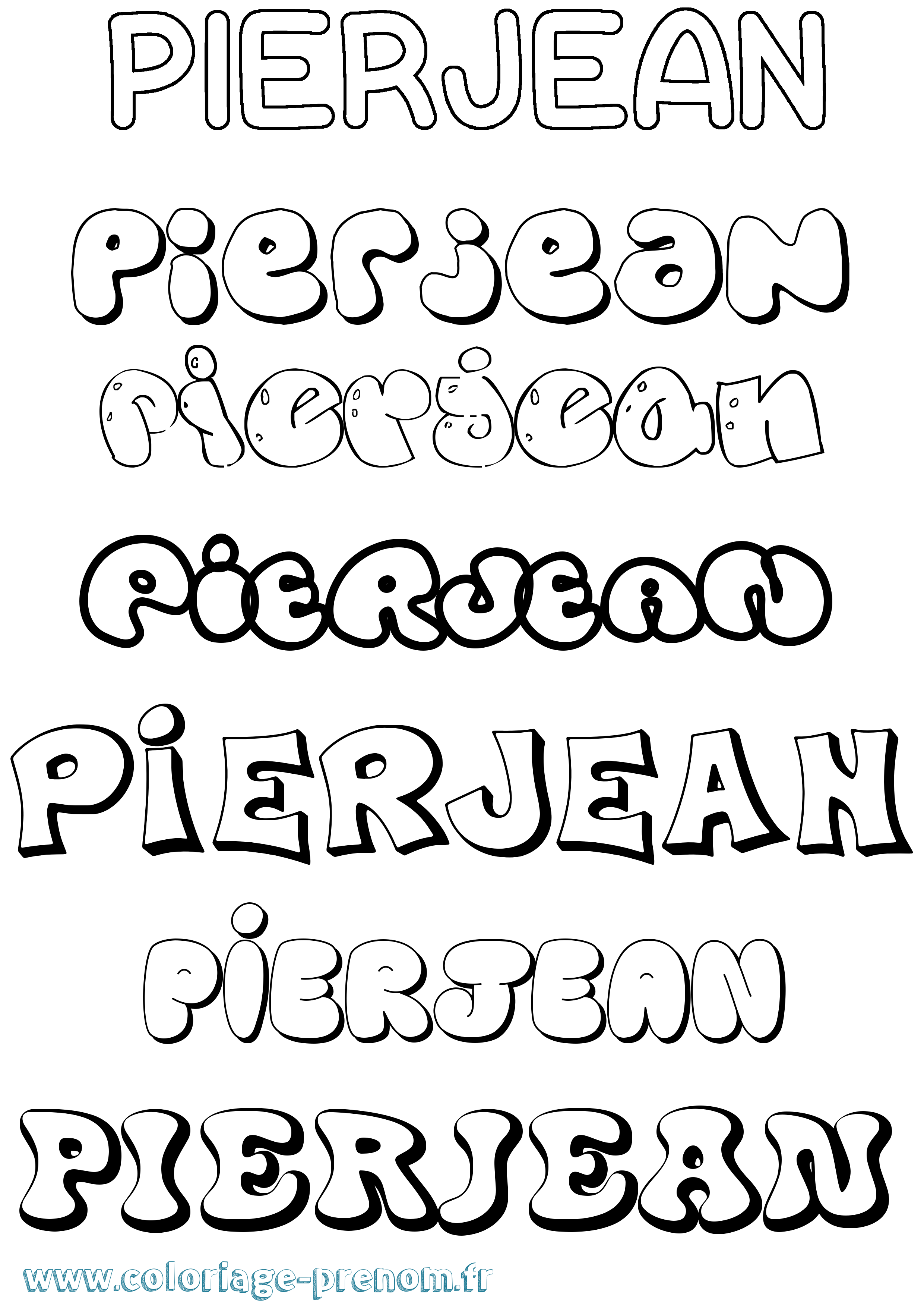 Coloriage Pierjean Bubble Coloriage prénom Pierjean Bubble