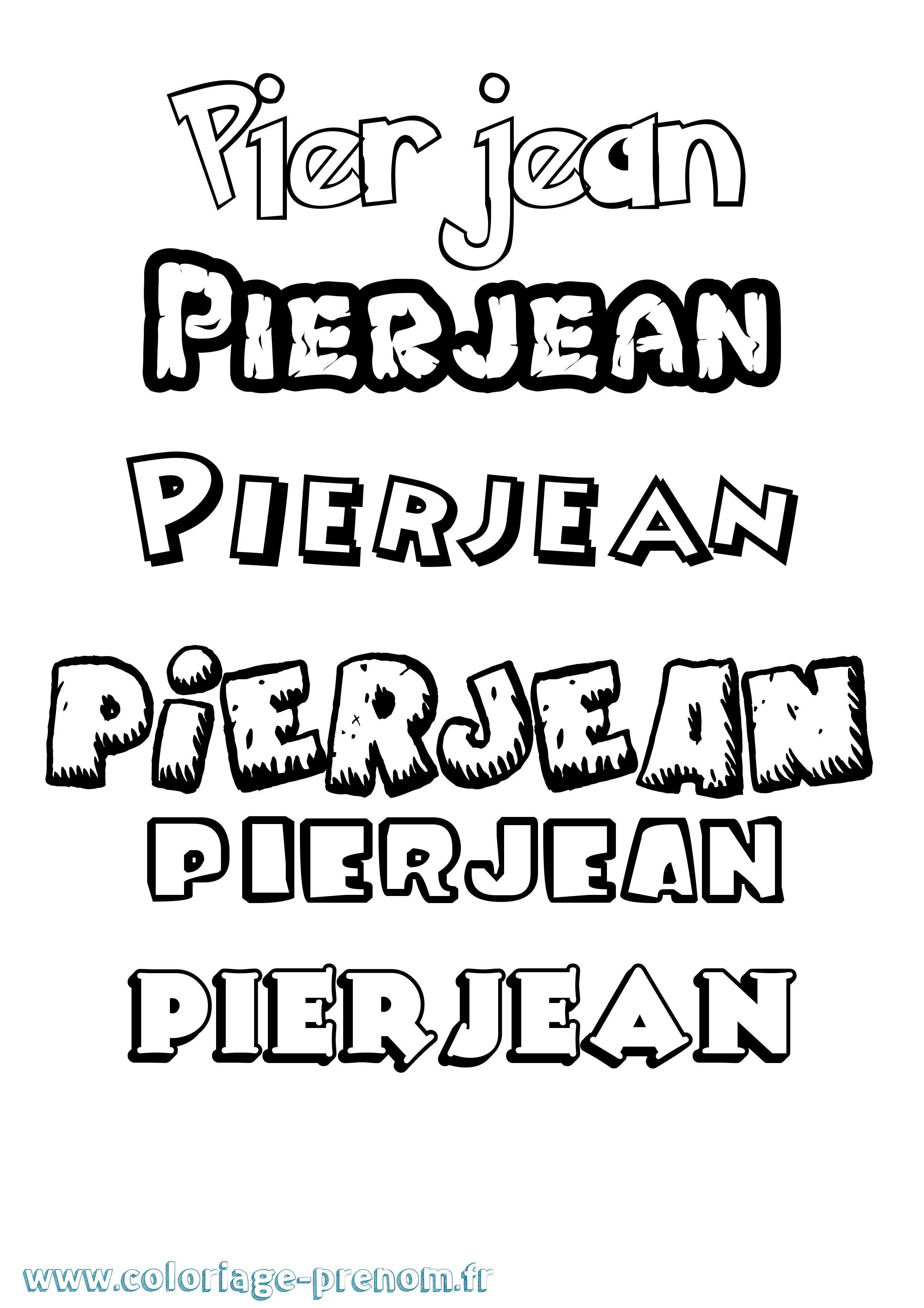 Coloriage Pierjean Dessin Animé Coloriage prénom Pierjean Dessin Animé