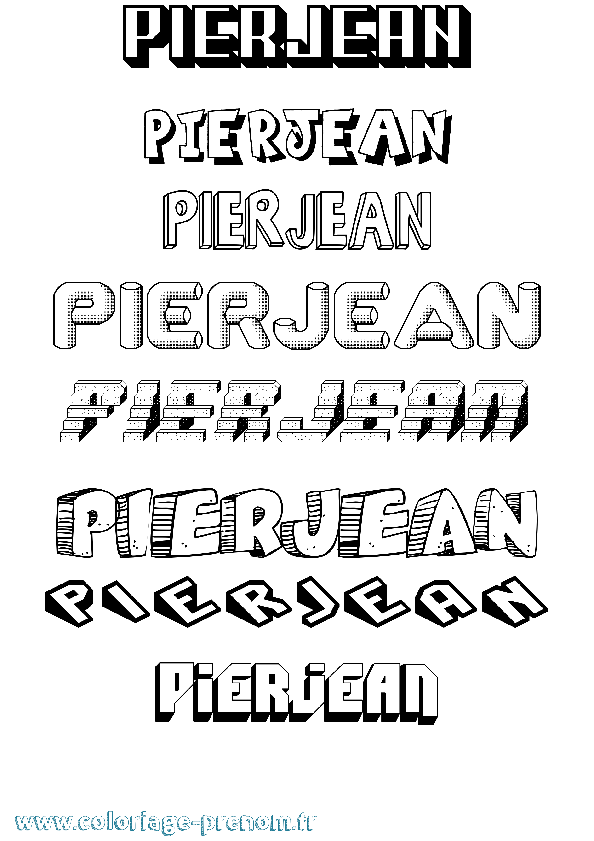Coloriage Pierjean Effet 3D Coloriage prénom Pierjean Effet 3D