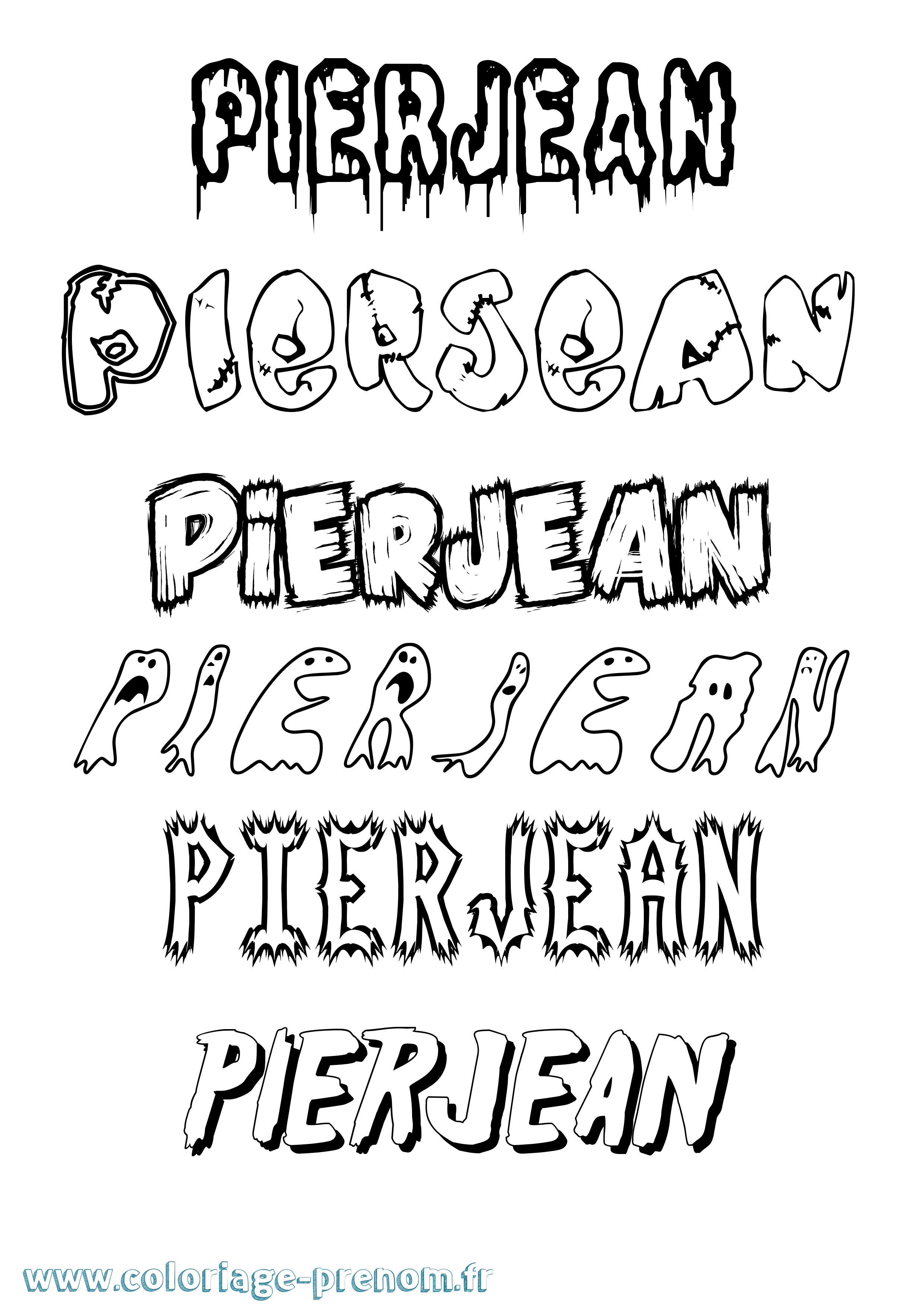 Coloriage Pierjean Frisson Coloriage prénom Pierjean Frisson