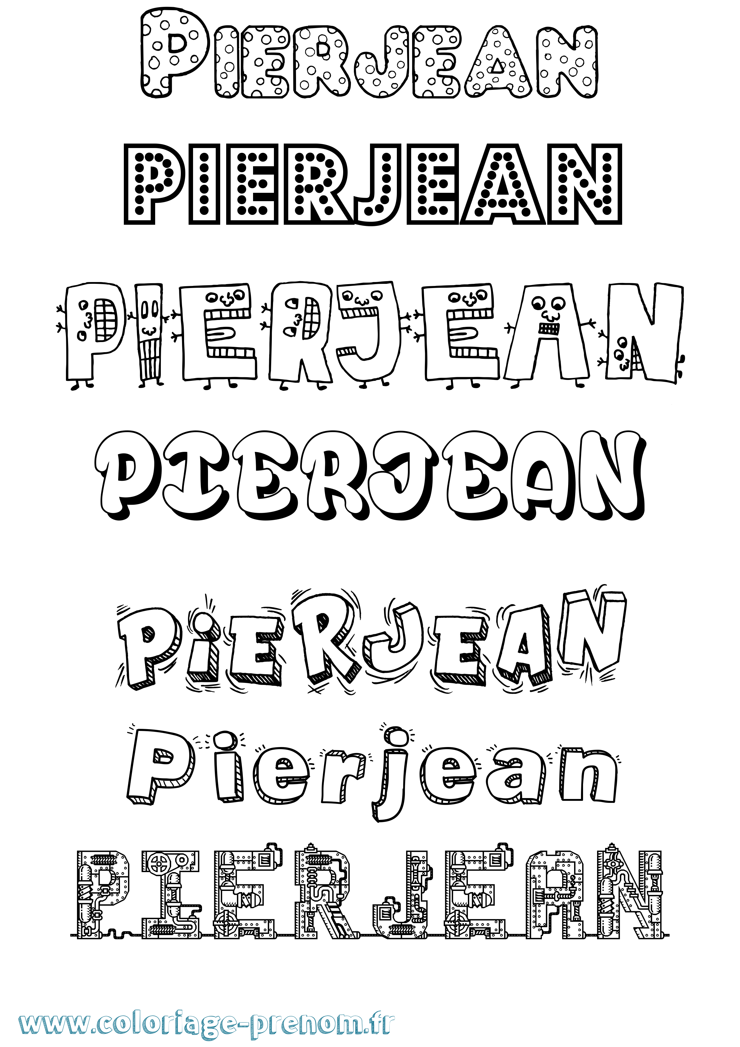 Coloriage Pierjean Fun Coloriage prénom Pierjean Fun