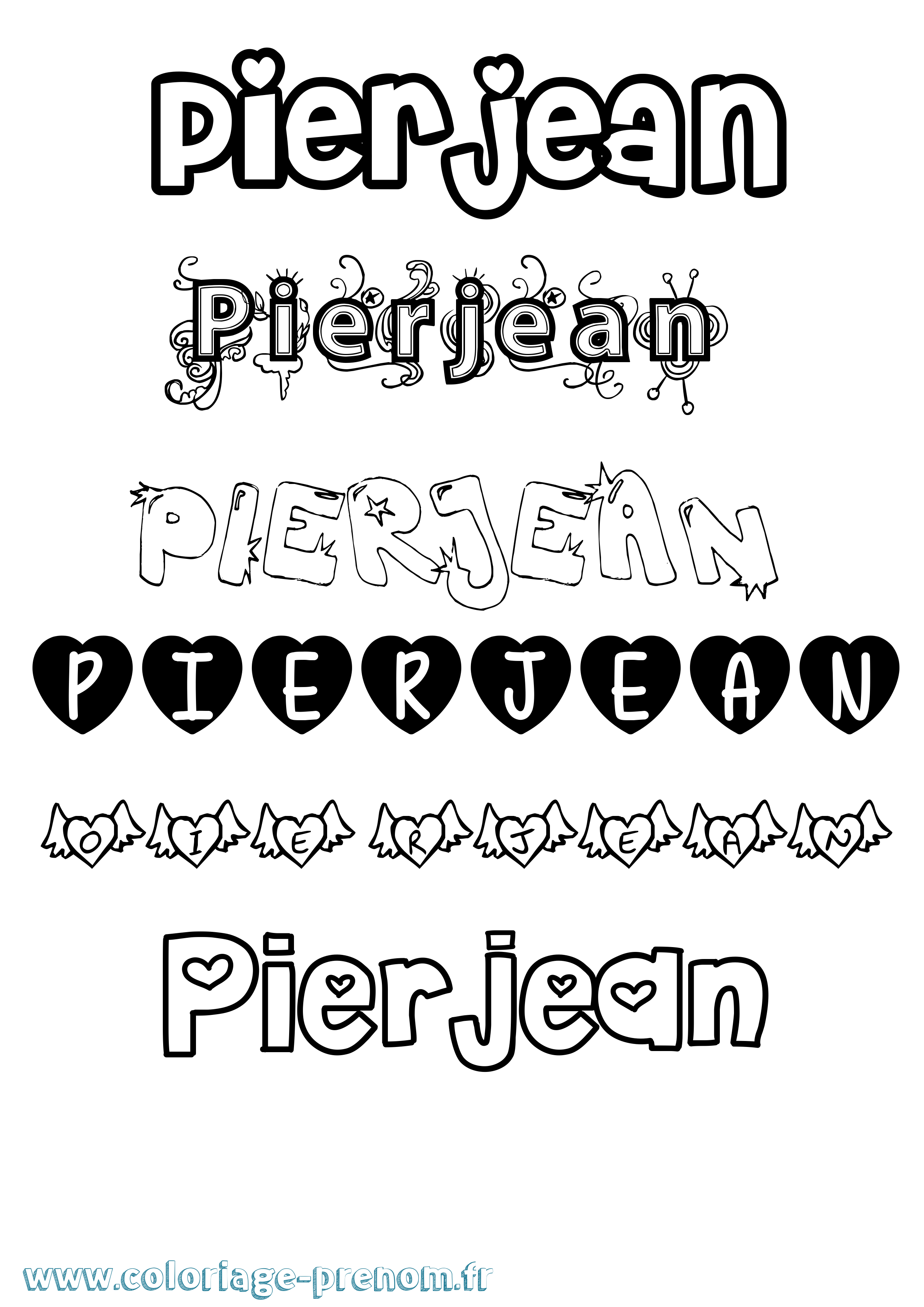 Coloriage Pierjean Girly Coloriage prénom Pierjean Girly