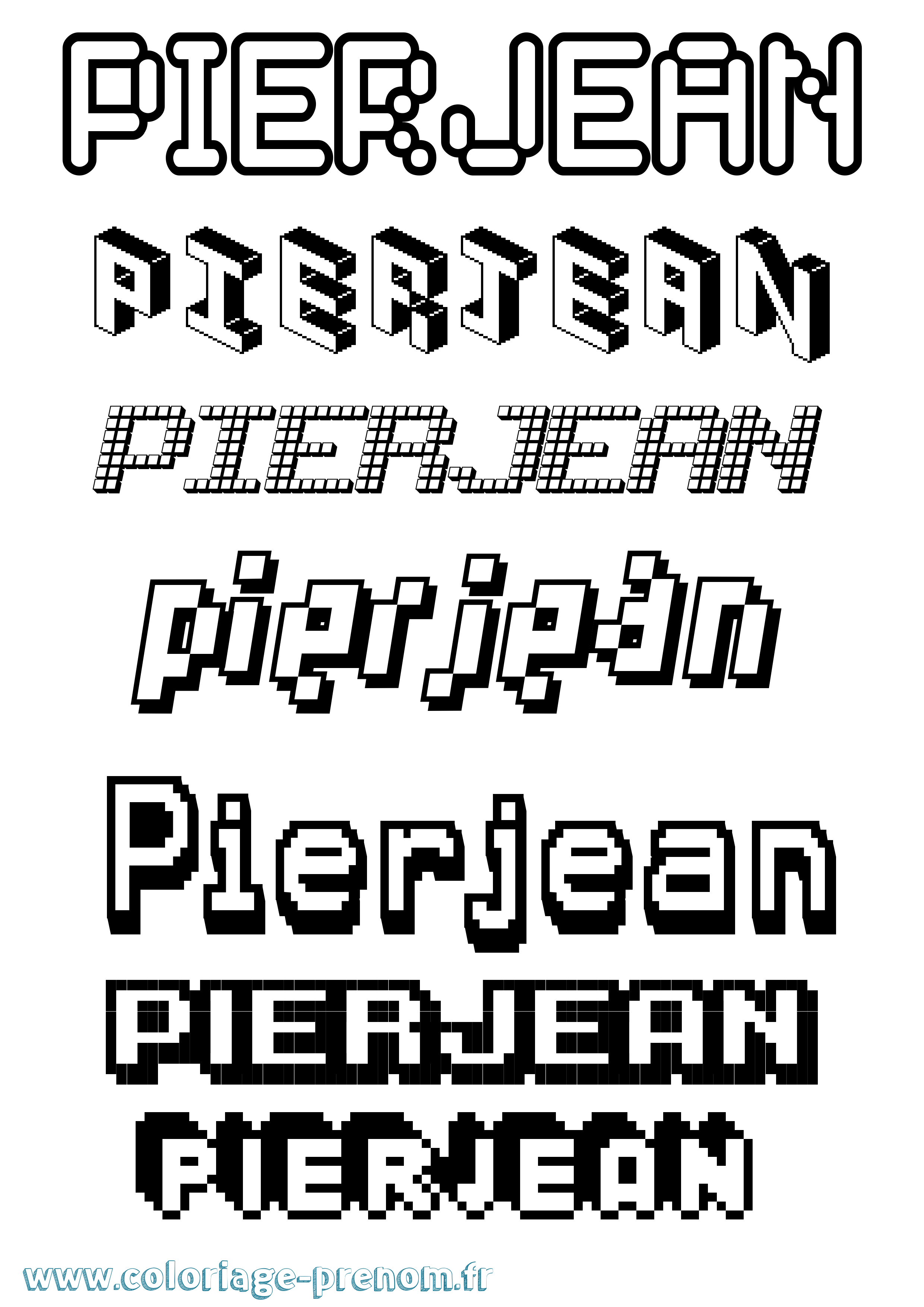 Coloriage Pierjean Pixel Coloriage prénom Pierjean Pixel
