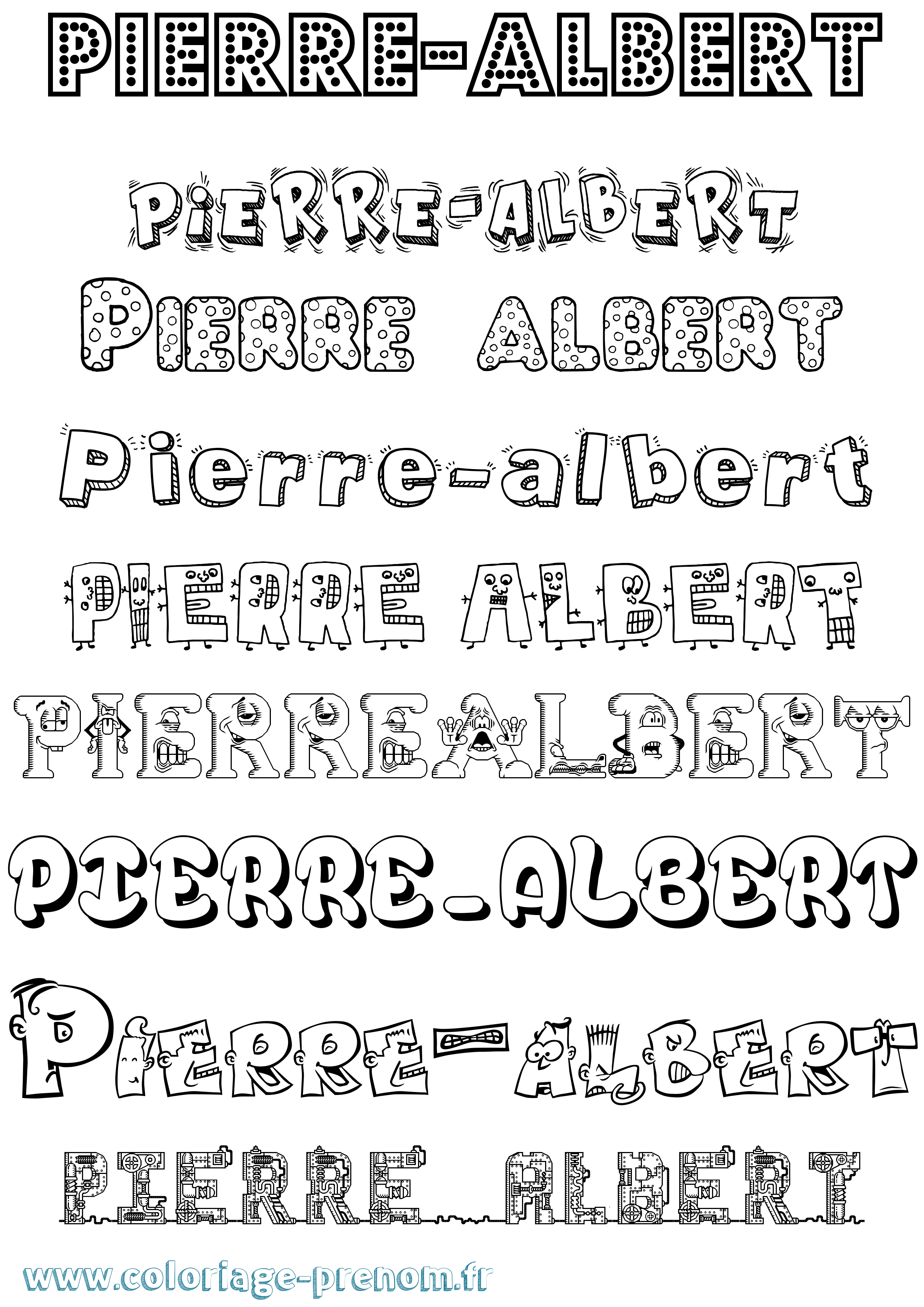 Coloriage Pierre-Albert Fun Coloriage prénom Pierre-Albert Fun