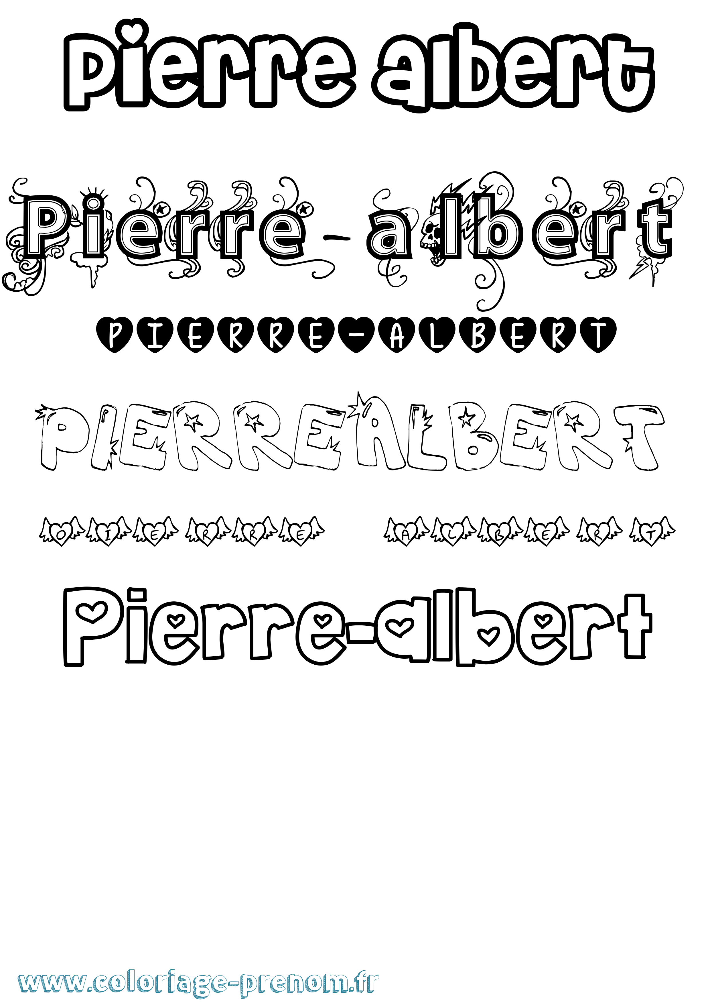 Coloriage Pierre-Albert Girly Coloriage prénom Pierre-Albert Girly