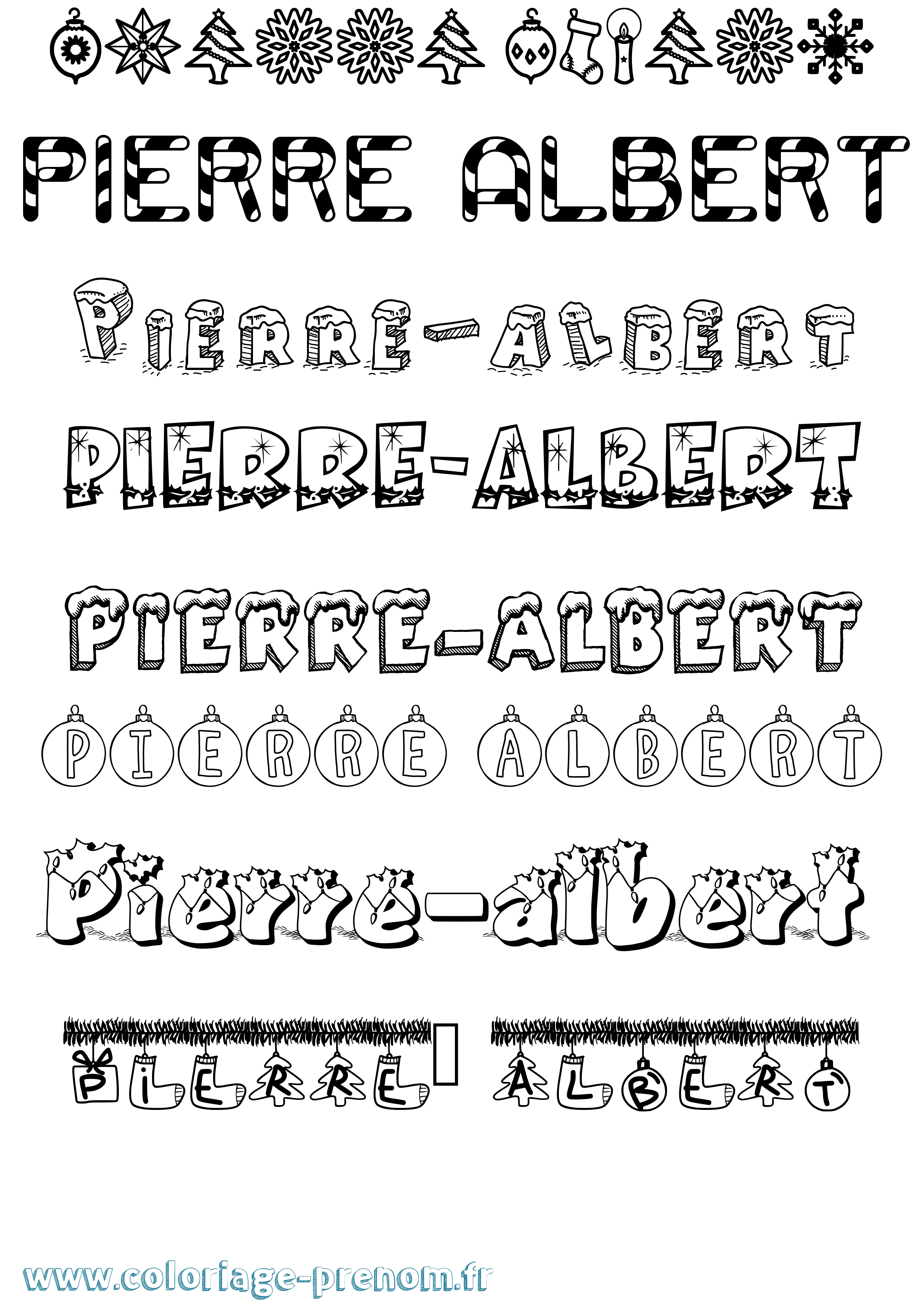 Coloriage Pierre-Albert Noël Coloriage prénom Pierre-Albert Noël