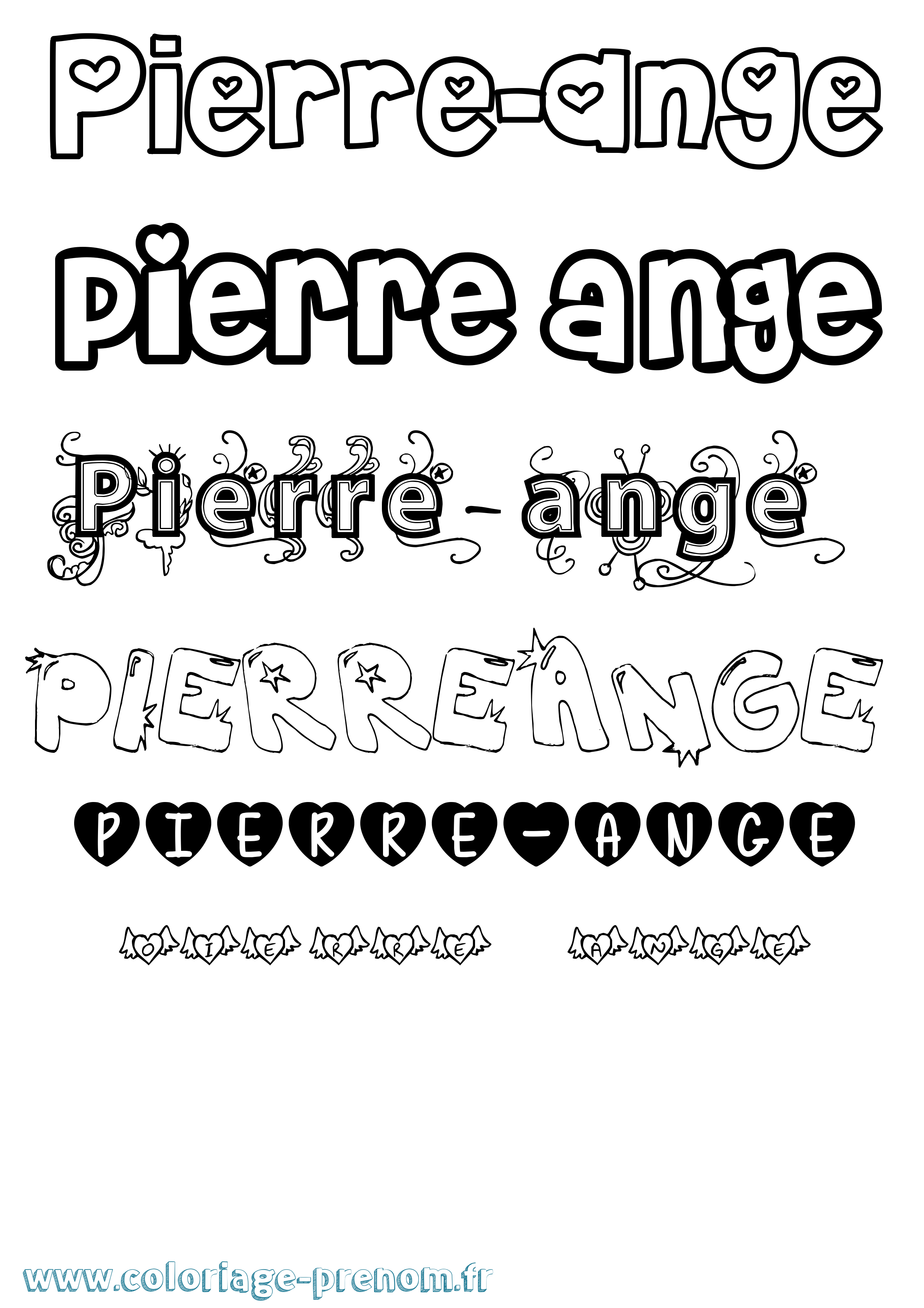 Coloriage Pierre-Ange Girly Coloriage prénom Pierre-Ange Girly
