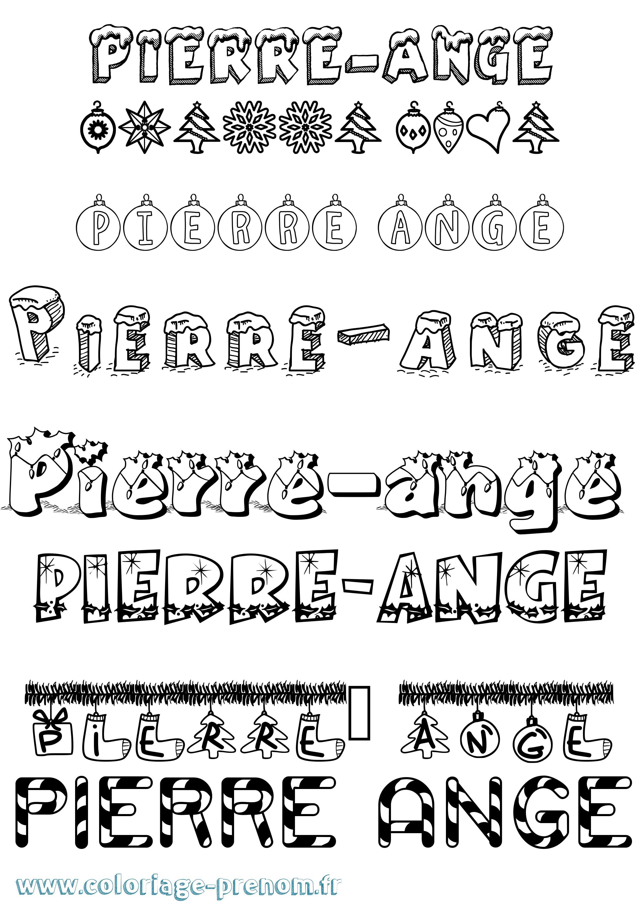 Coloriage Pierre-Ange Noël Coloriage prénom Pierre-Ange Noël