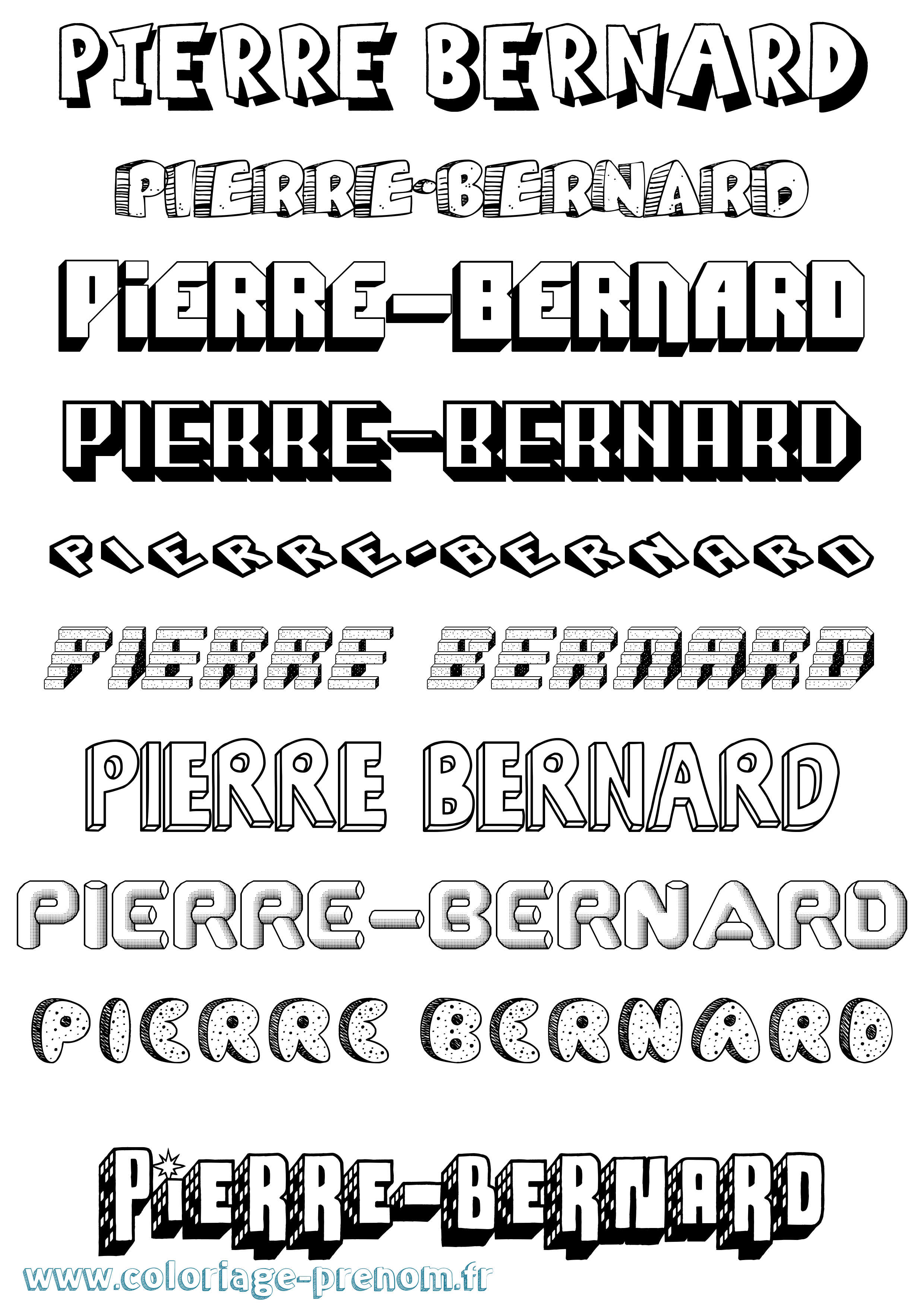 Coloriage Pierre-Bernard Effet 3D Coloriage prénom Pierre-Bernard Effet 3D