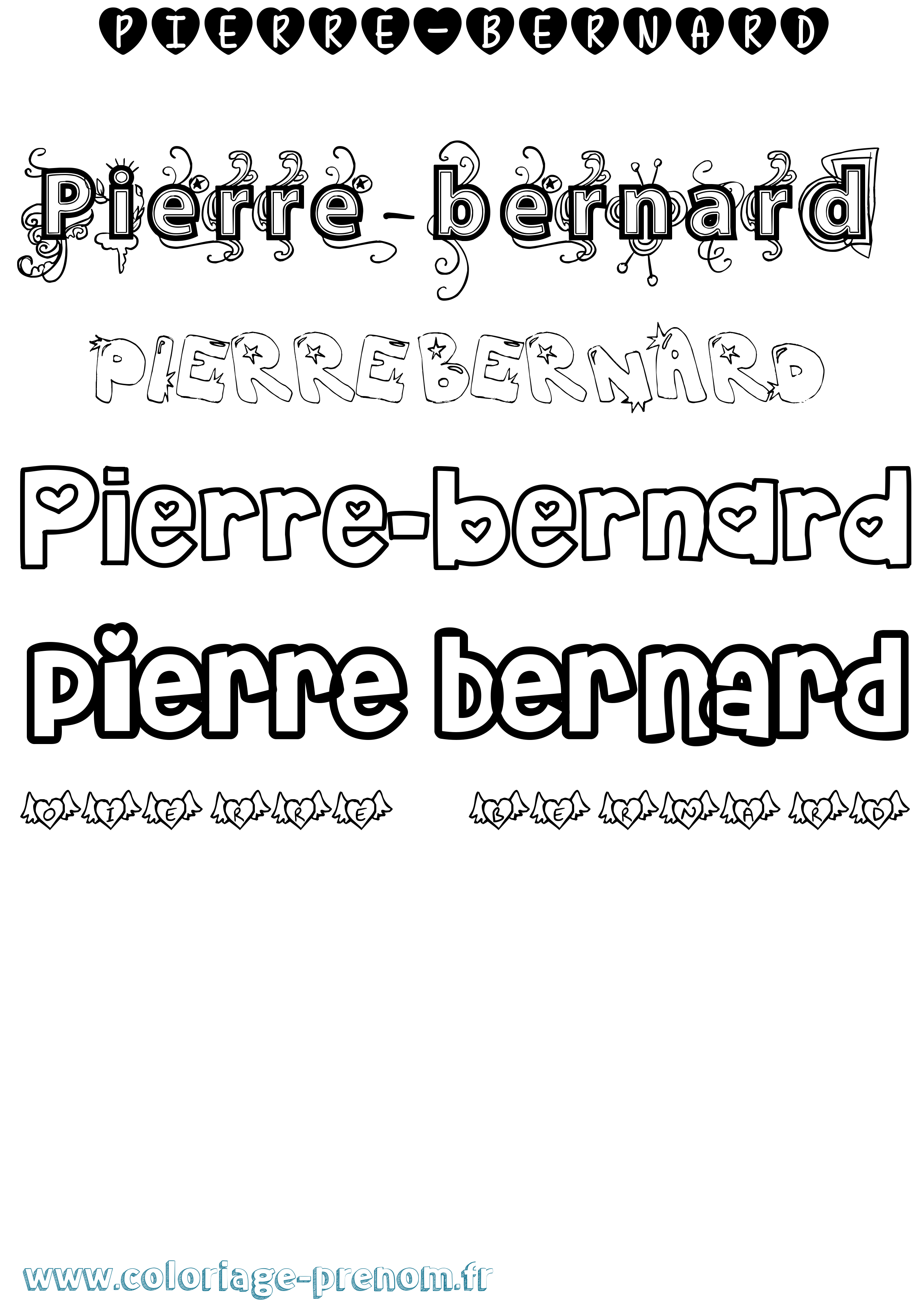 Coloriage Pierre-Bernard Girly Coloriage prénom Pierre-Bernard Girly