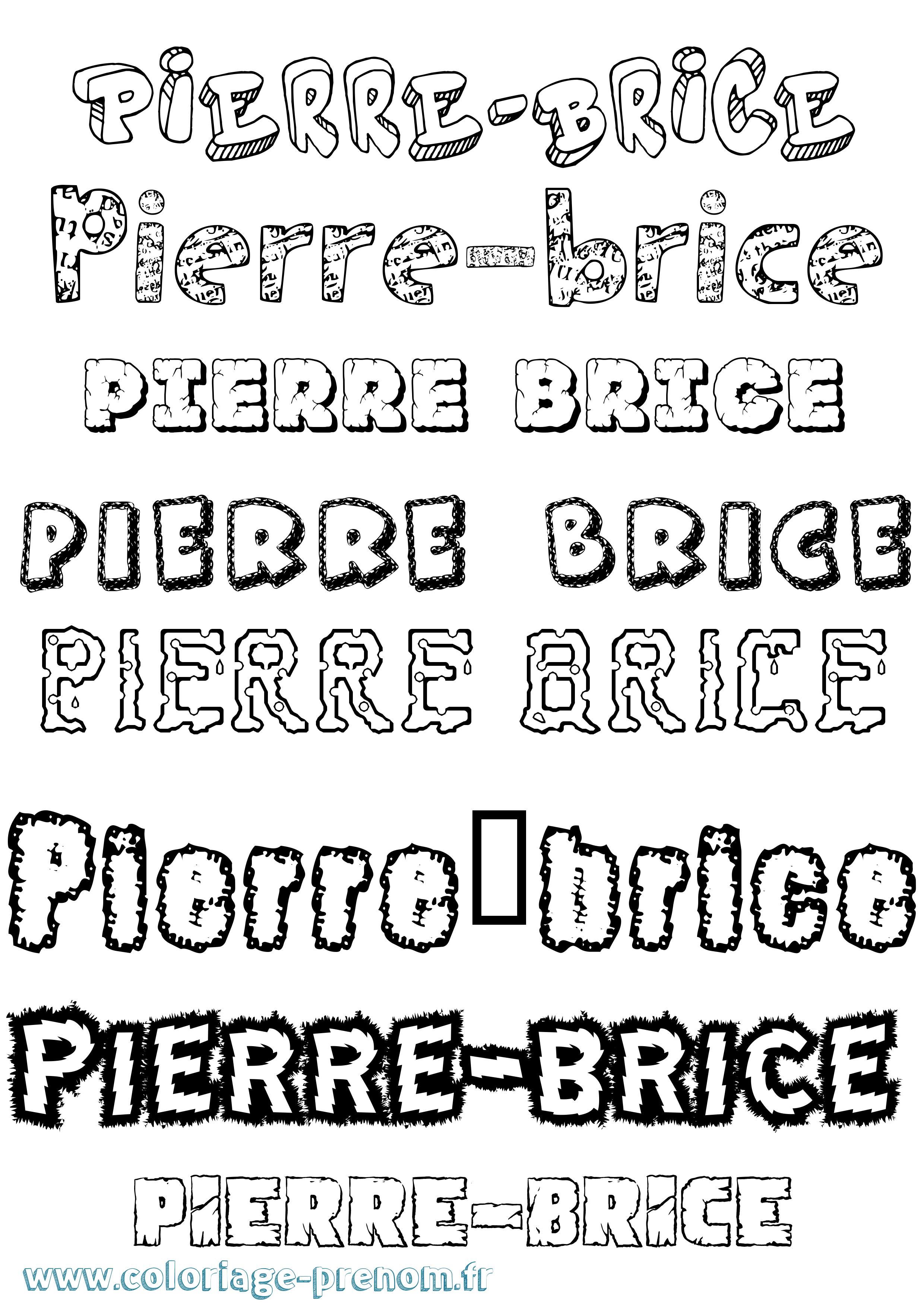 Coloriage Pierre-Brice Destructuré Coloriage prénom Pierre-Brice Destructuré