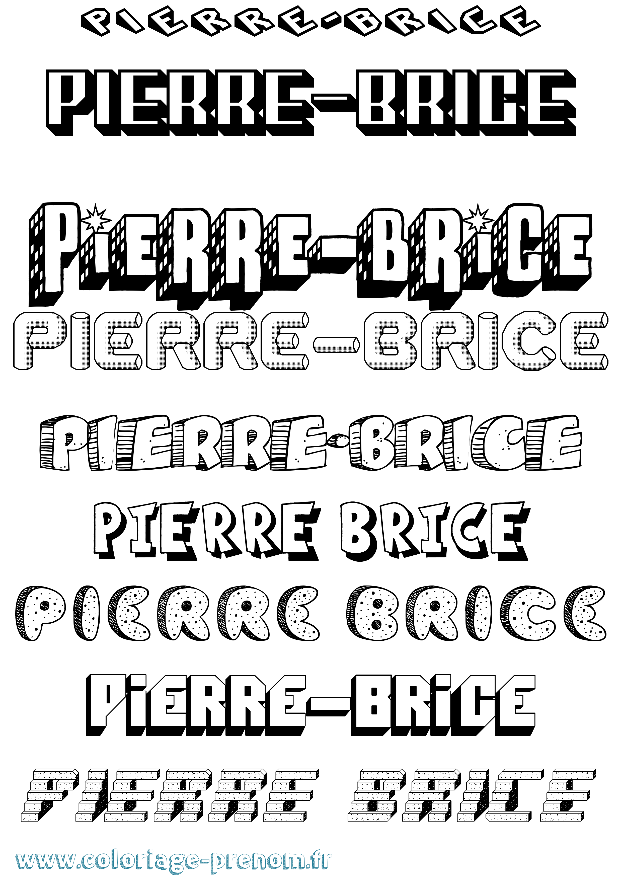 Coloriage Pierre-Brice Effet 3D Coloriage prénom Pierre-Brice Effet 3D