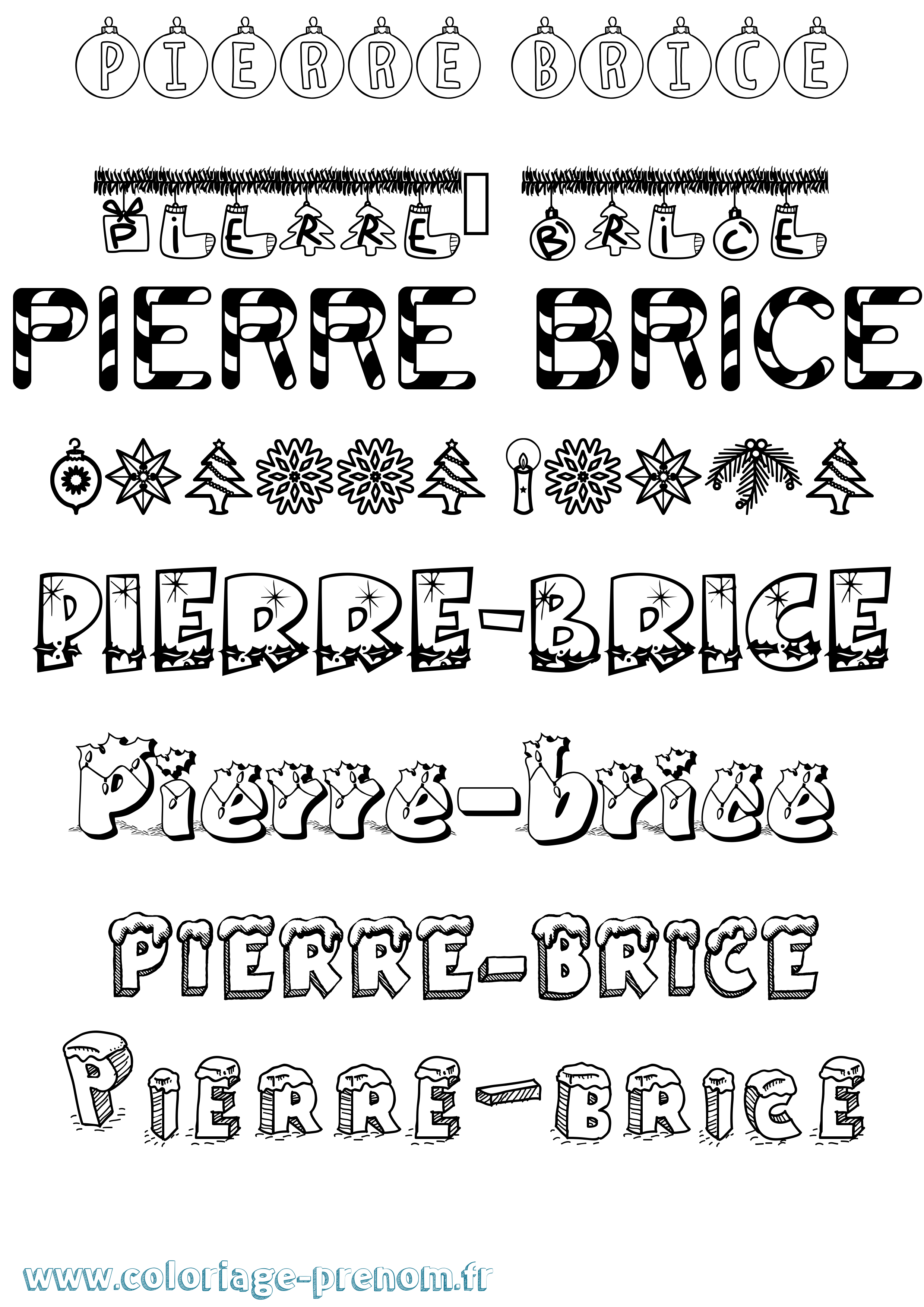 Coloriage Pierre-Brice Noël Coloriage prénom Pierre-Brice Noël