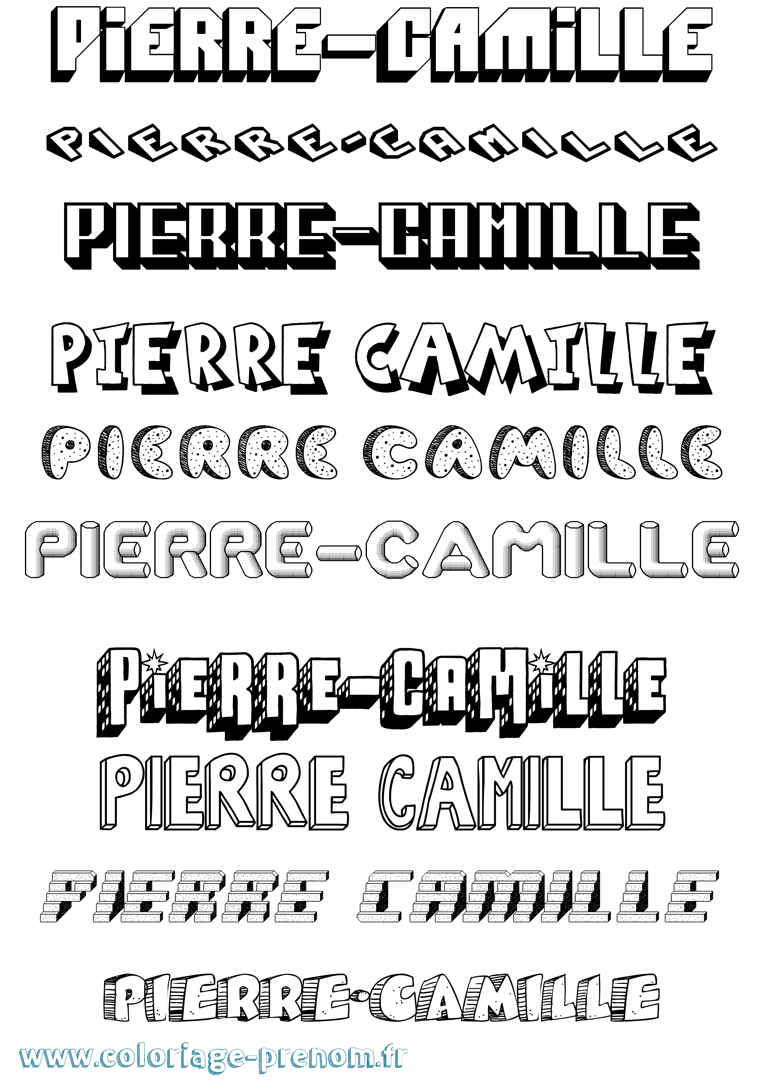 Coloriage Pierre-Camille Effet 3D Coloriage prénom Pierre-Camille Effet 3D
