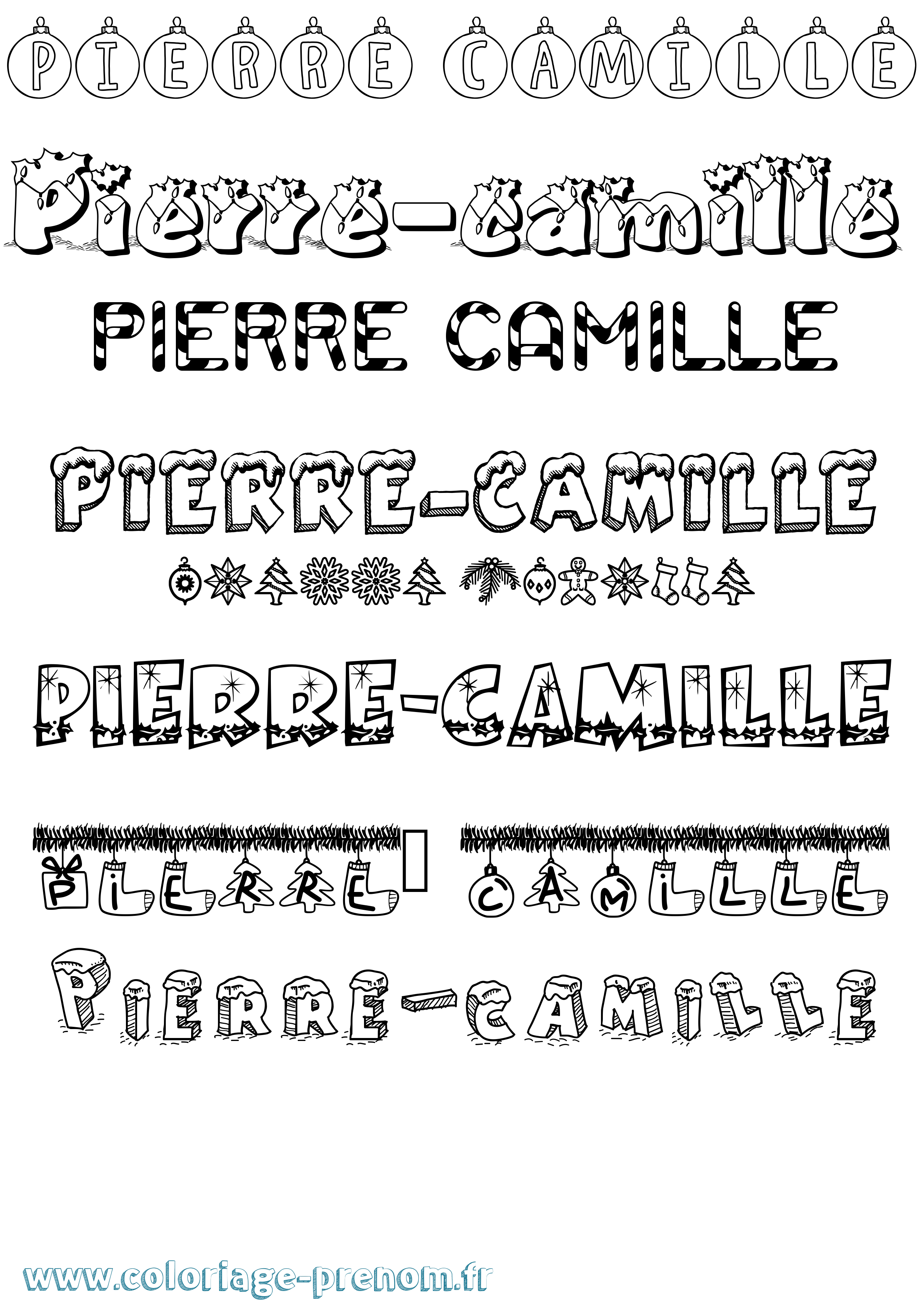 Coloriage Pierre-Camille Noël Coloriage prénom Pierre-Camille Noël