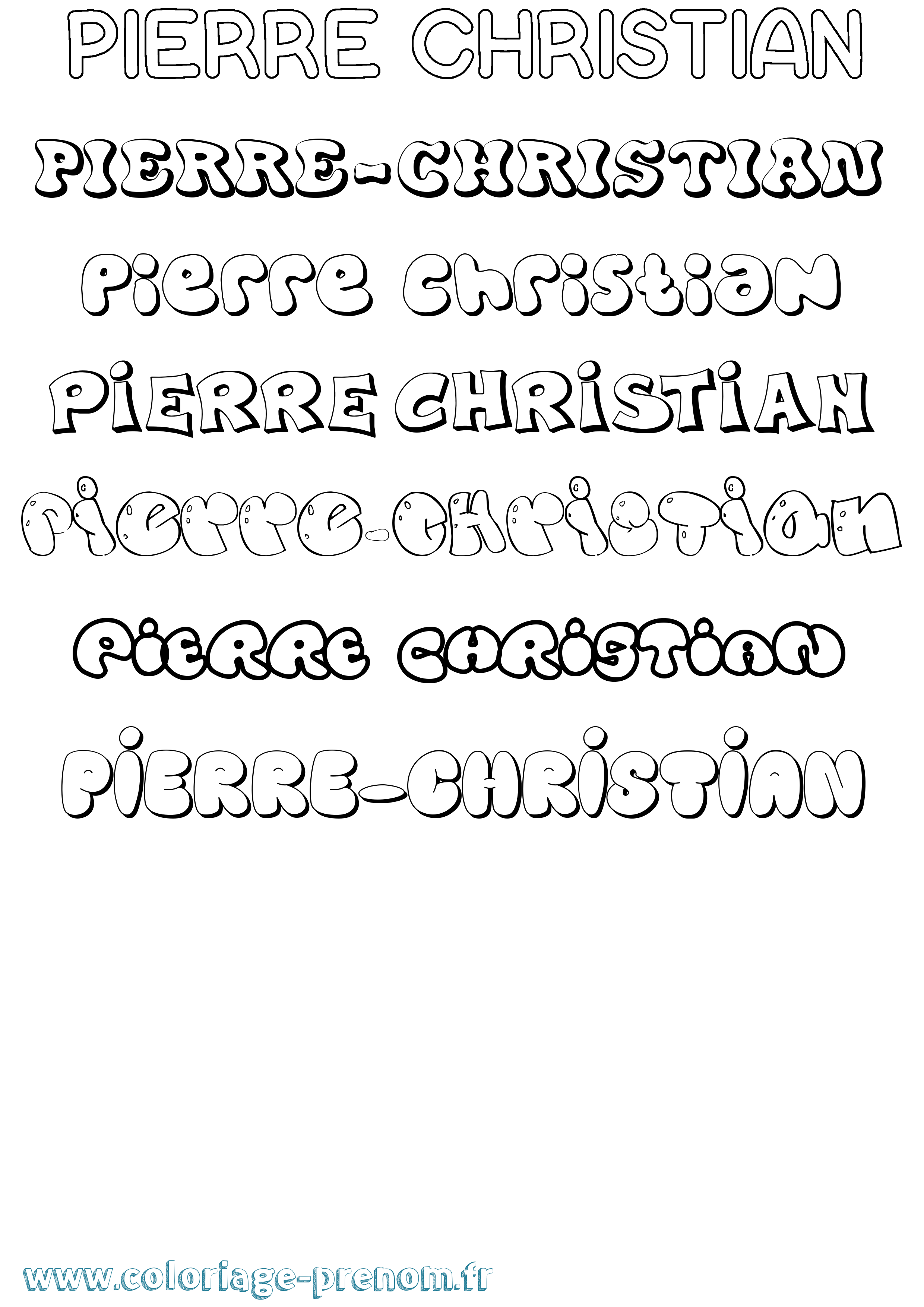 Coloriage Pierre-Christian Bubble Coloriage prénom Pierre-Christian Bubble