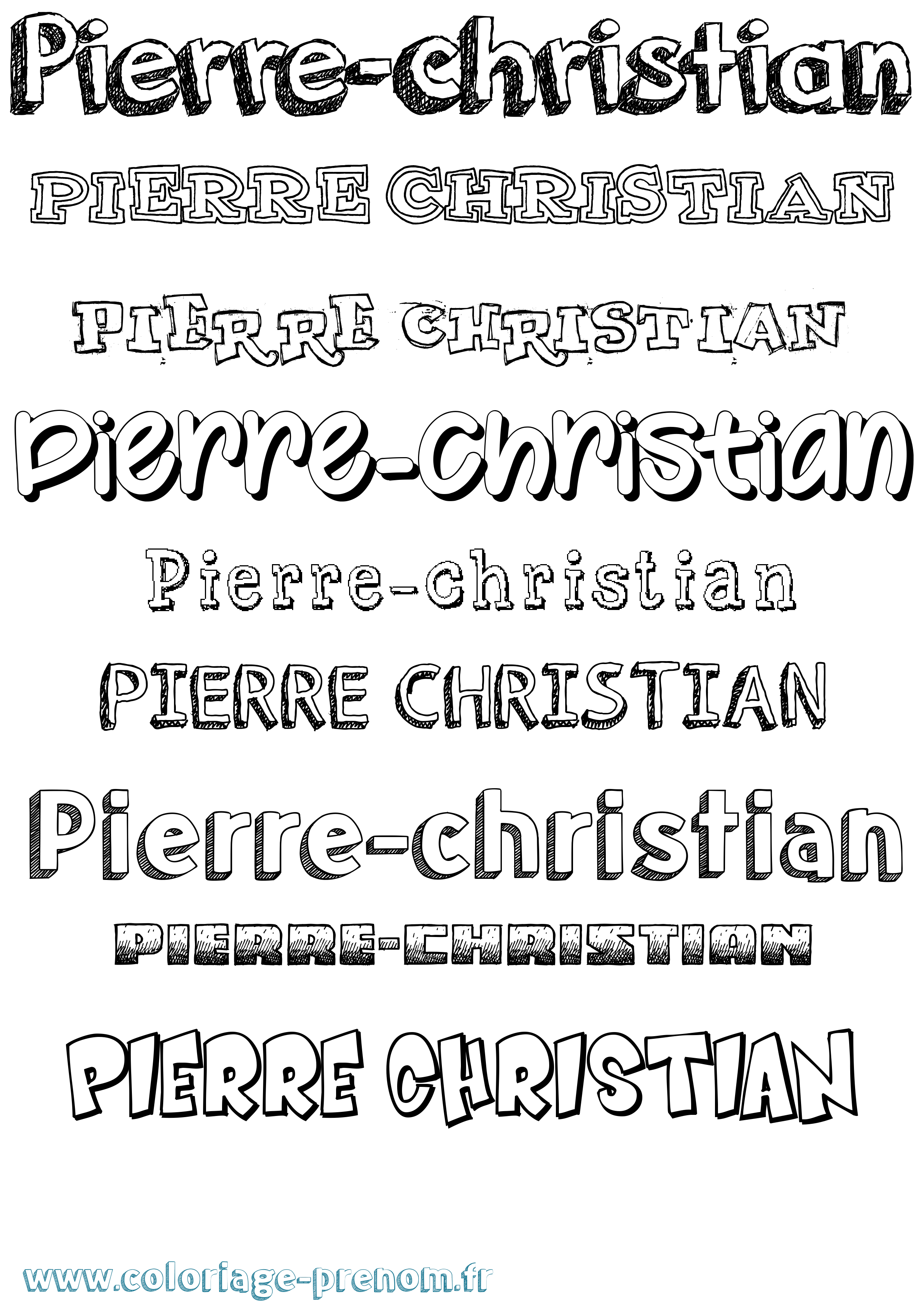 Coloriage Pierre-Christian Dessiné Coloriage prénom Pierre-Christian Dessiné