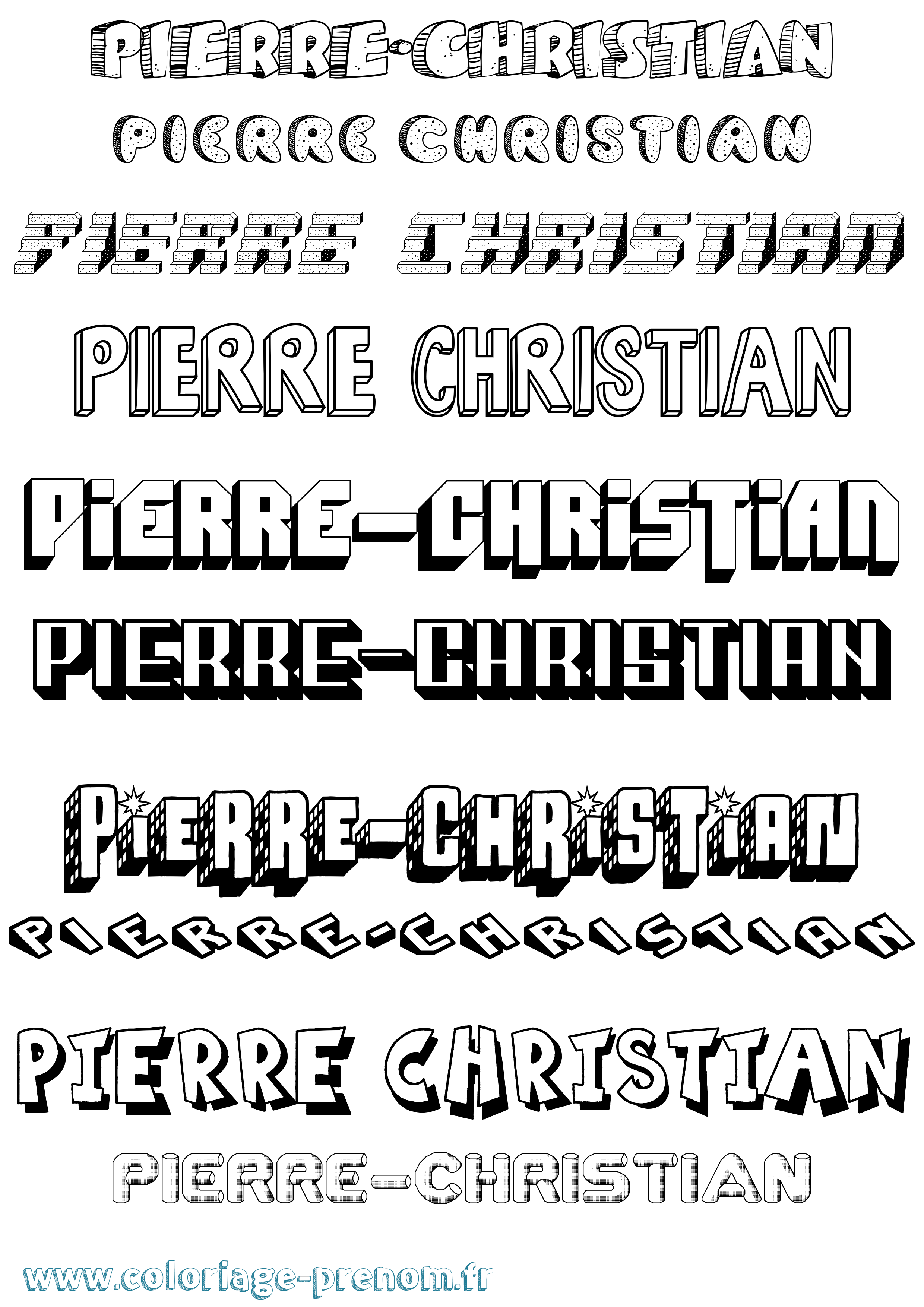 Coloriage Pierre-Christian Effet 3D Coloriage prénom Pierre-Christian Effet 3D