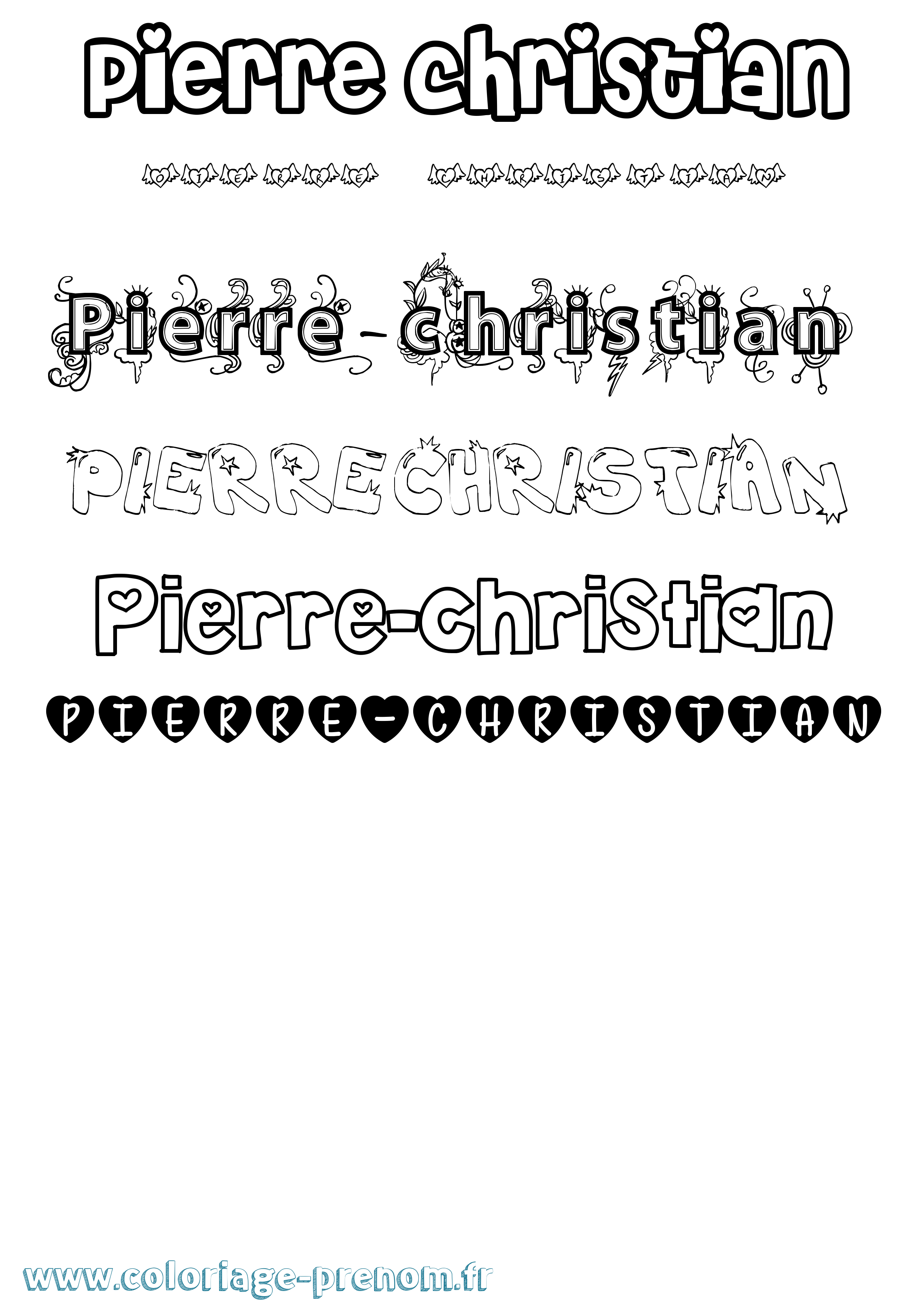 Coloriage Pierre-Christian Girly Coloriage prénom Pierre-Christian Girly