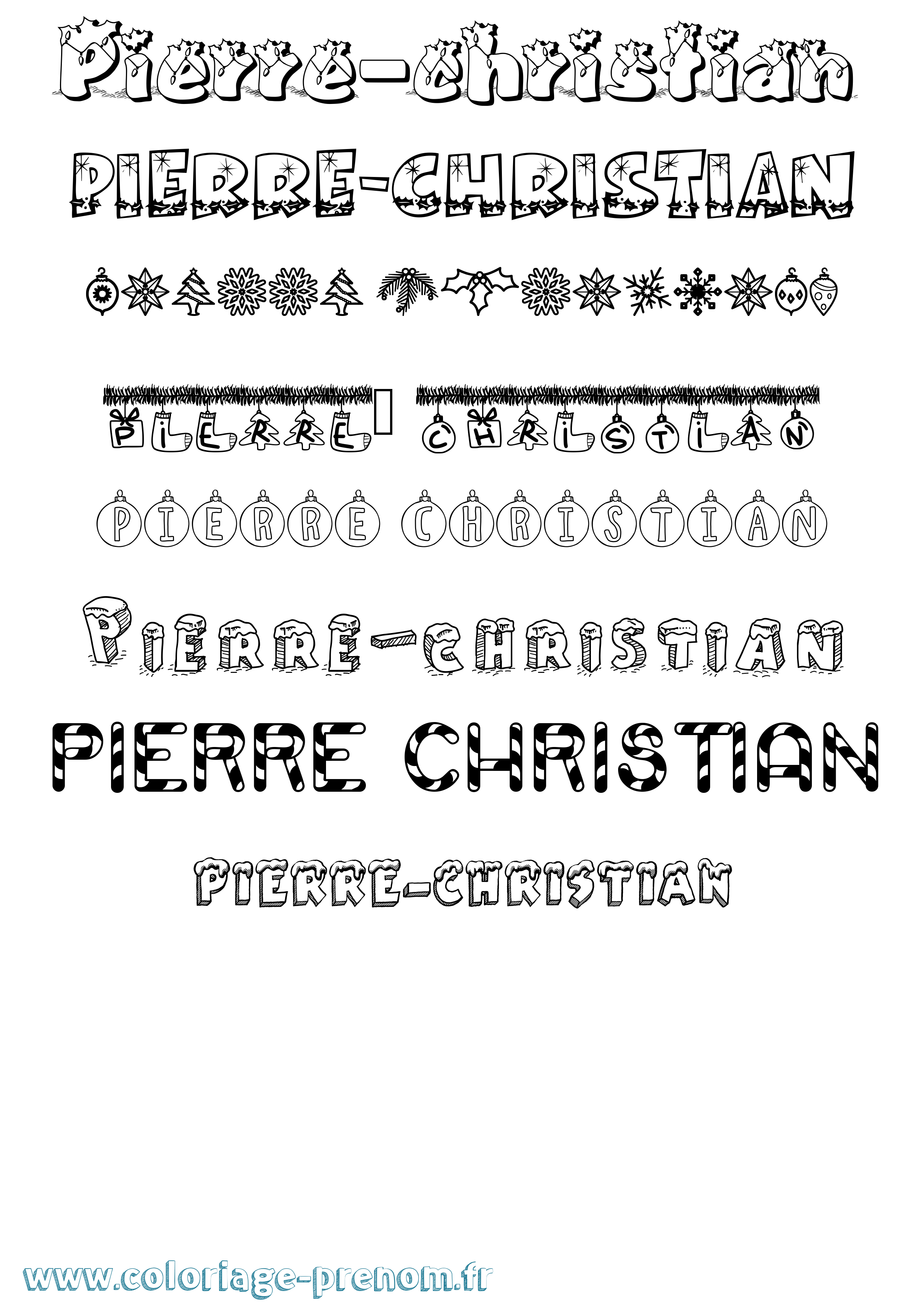 Coloriage Pierre-Christian Noël Coloriage prénom Pierre-Christian Noël
