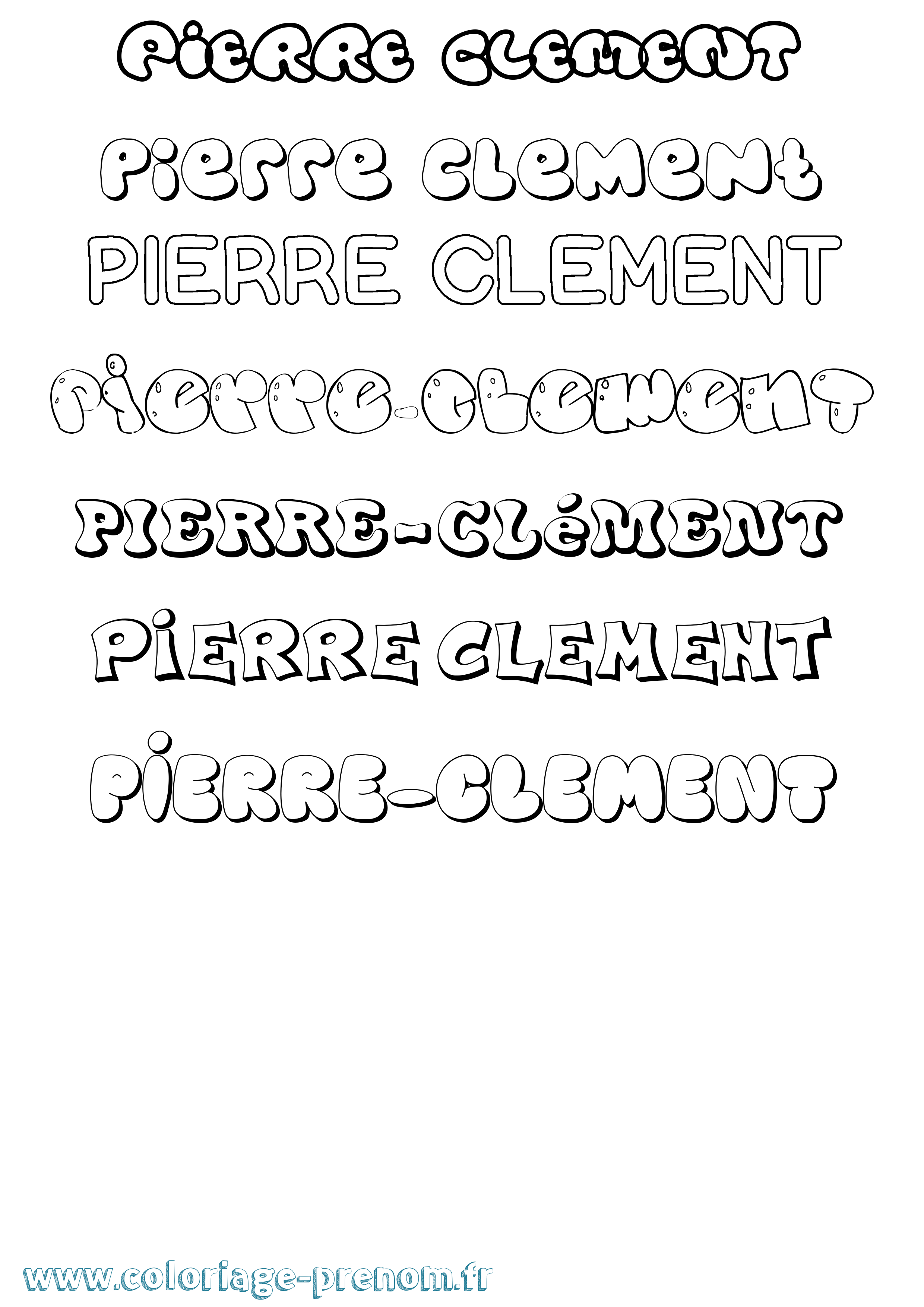 Coloriage Pierre-Clément Bubble Coloriage prénom Pierre-Clément Bubble